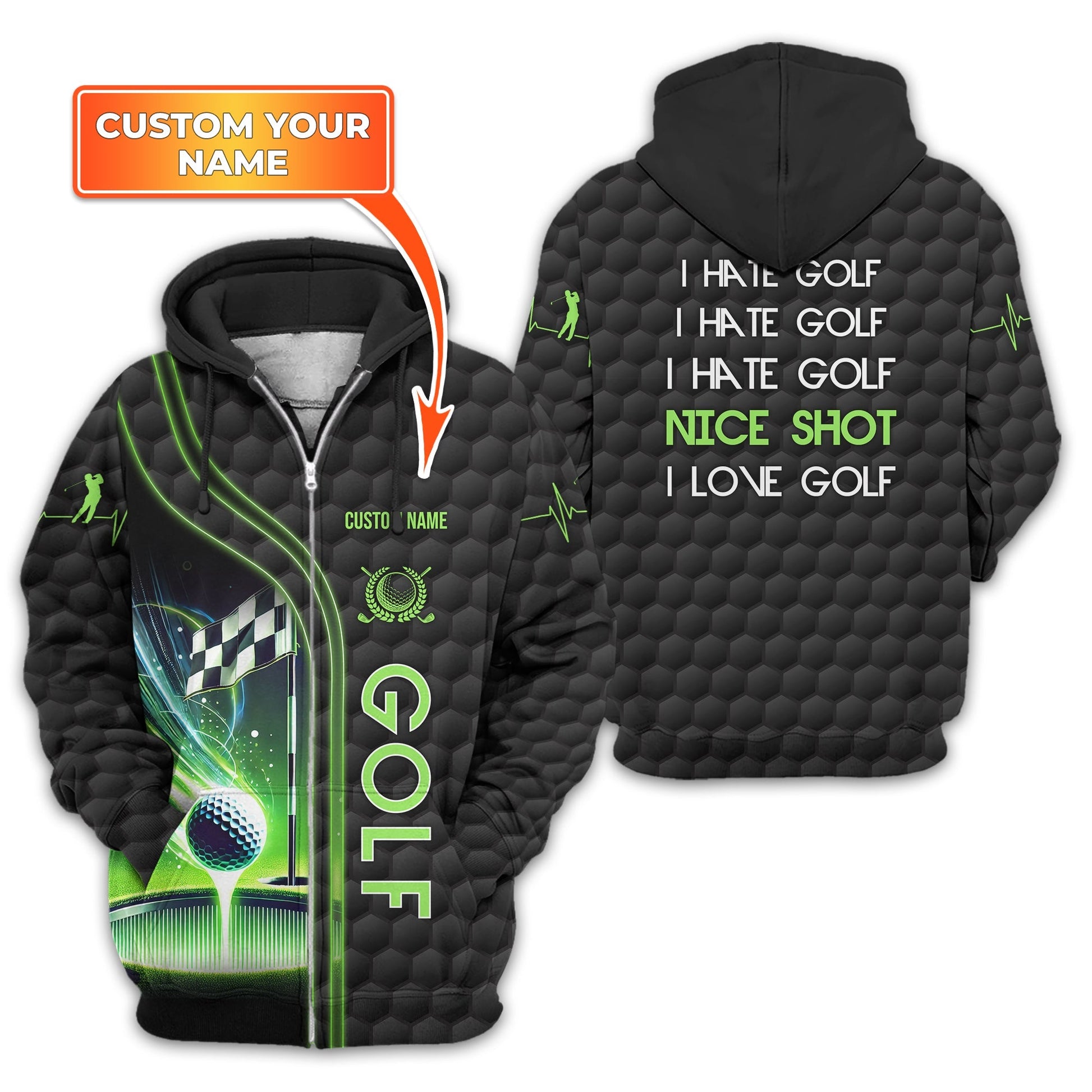 I Hate Golf Nice Shot I Love Golf, Personalized Golf Shirt, Unique Gift For Golfer, Funny Golf Polo Shirt