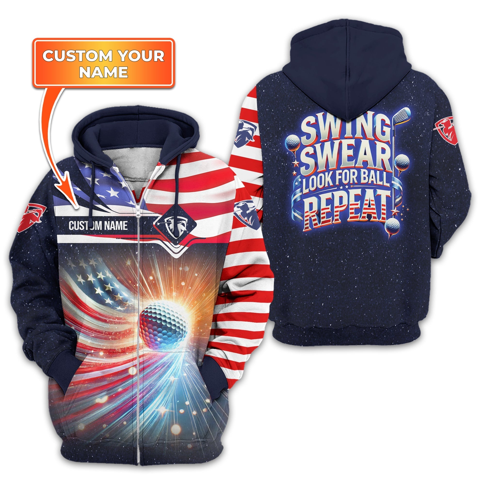 Swing Swear Look For Ball Repeat, Personalized Golf Shirt, Cool Golf Gifts