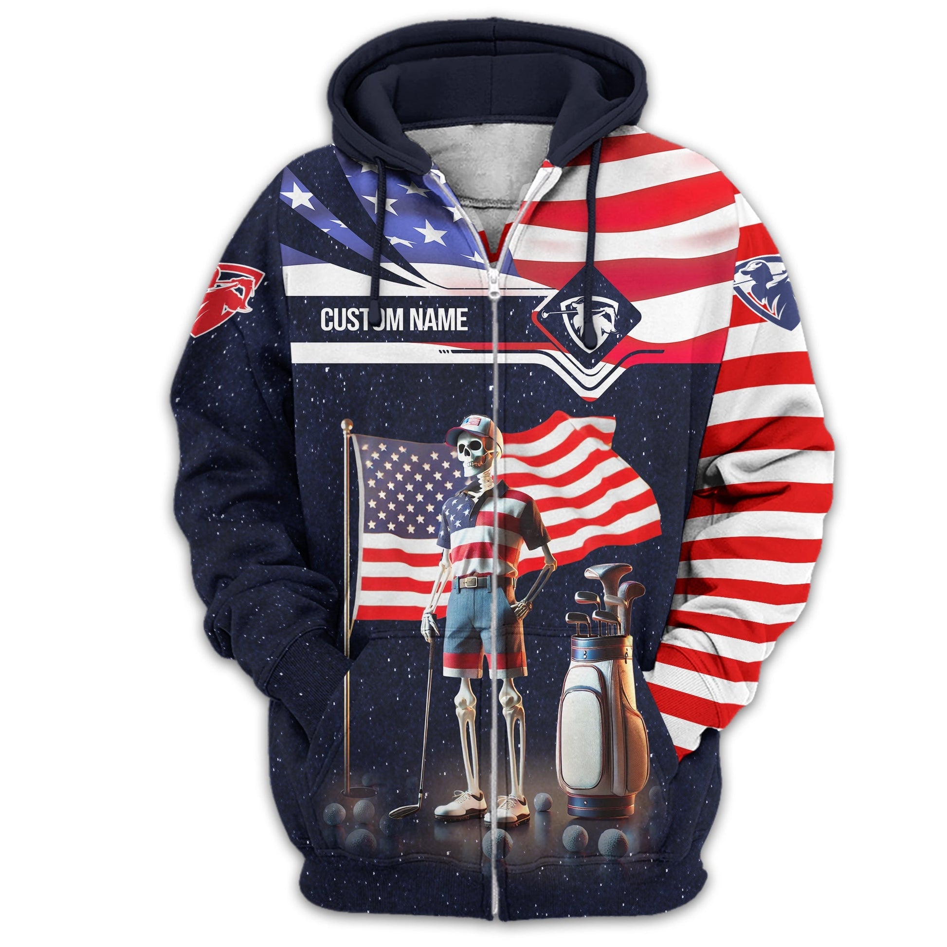 Never Underestimate An Old Man, USA Flag Shirt, Personalized Golf Shirt, Patriotic Golf Shirt, Unique Gift For Golfer
