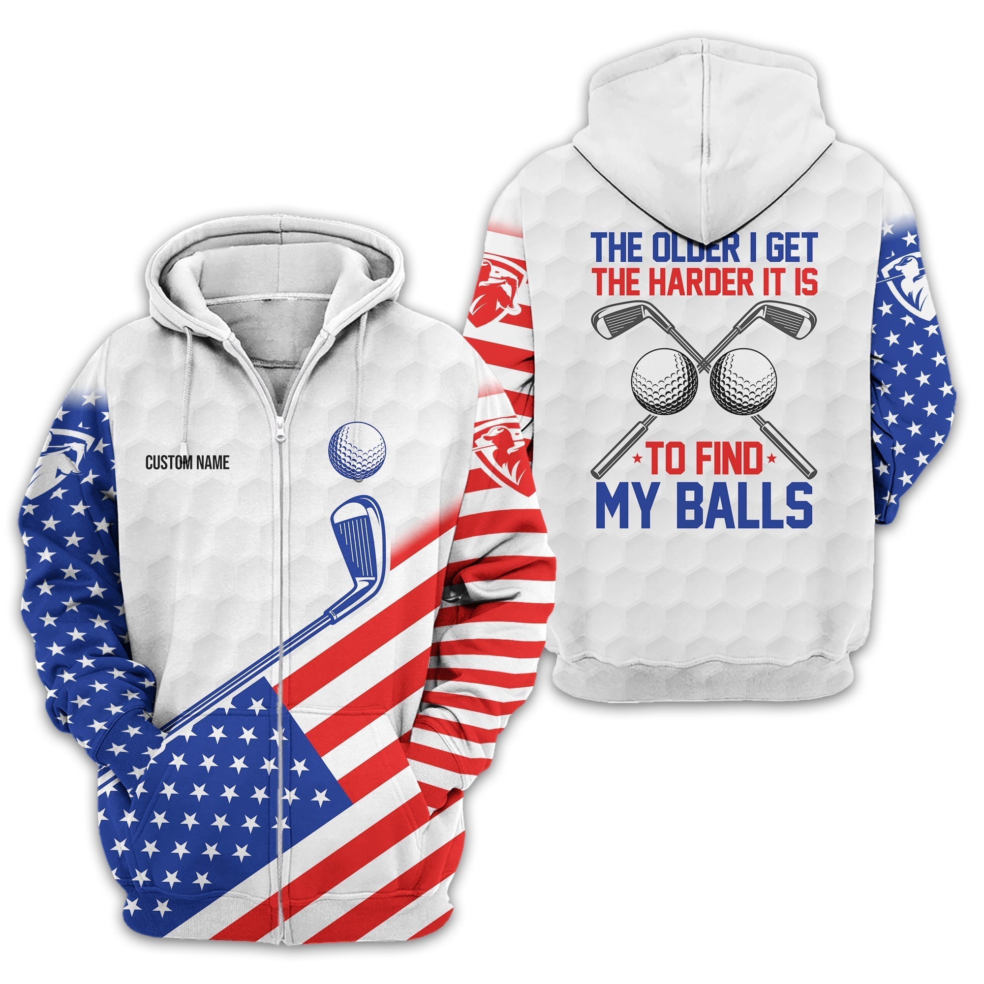 To Find My Balls, USA Flag Polo ShirtPersonalized Golf Shirt, Unique Gift For Golfer