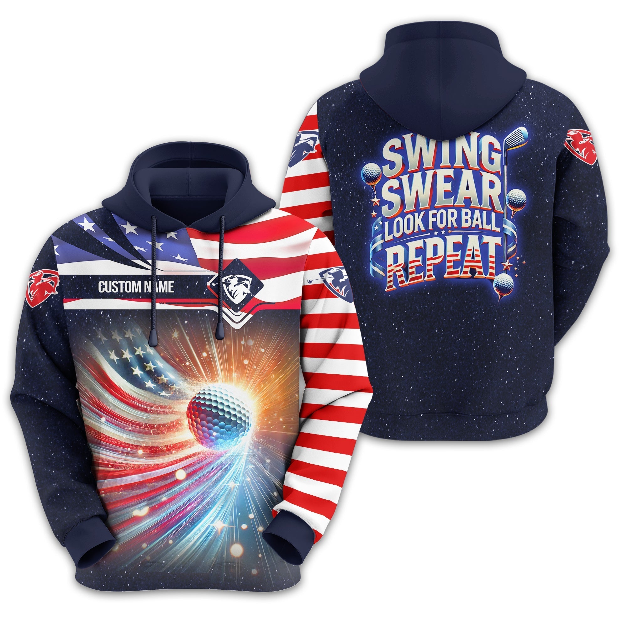 Swing Swear Look For Ball Repeat, Personalized Golf Shirt, Cool Golf Gifts