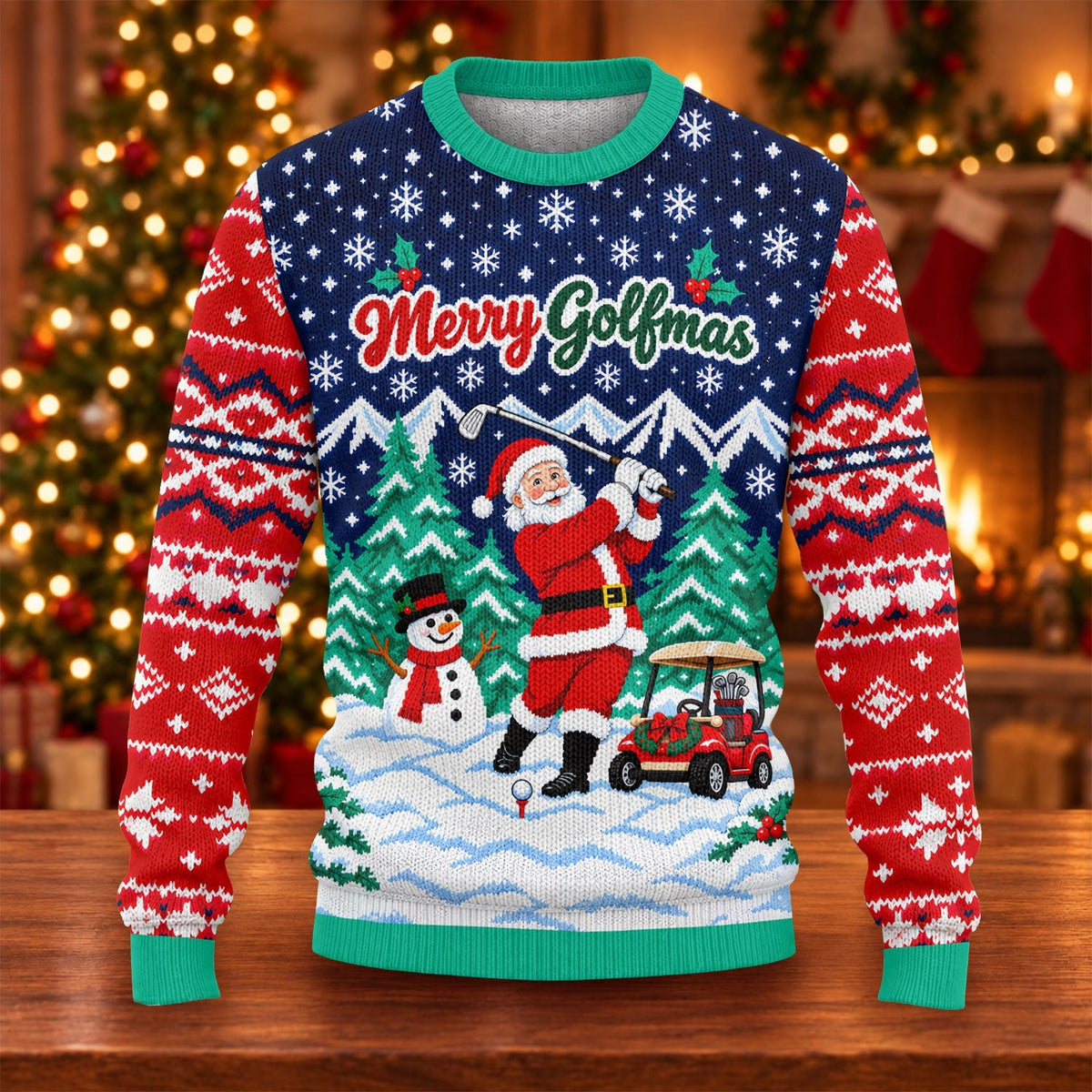 Merry Golfmas Santa Ugly Christmas Sweater, Ugly Sweater Party, Funny Holiday Sweater