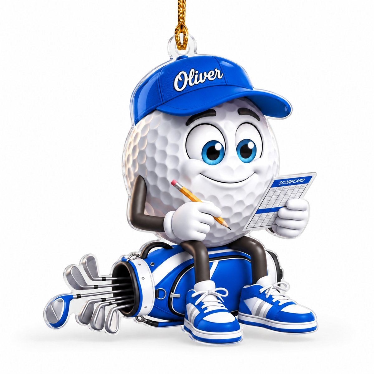 Custom Name Golf Scorecard Acrylic Ornament, Christmas Ornaments, Holiday Keepsake