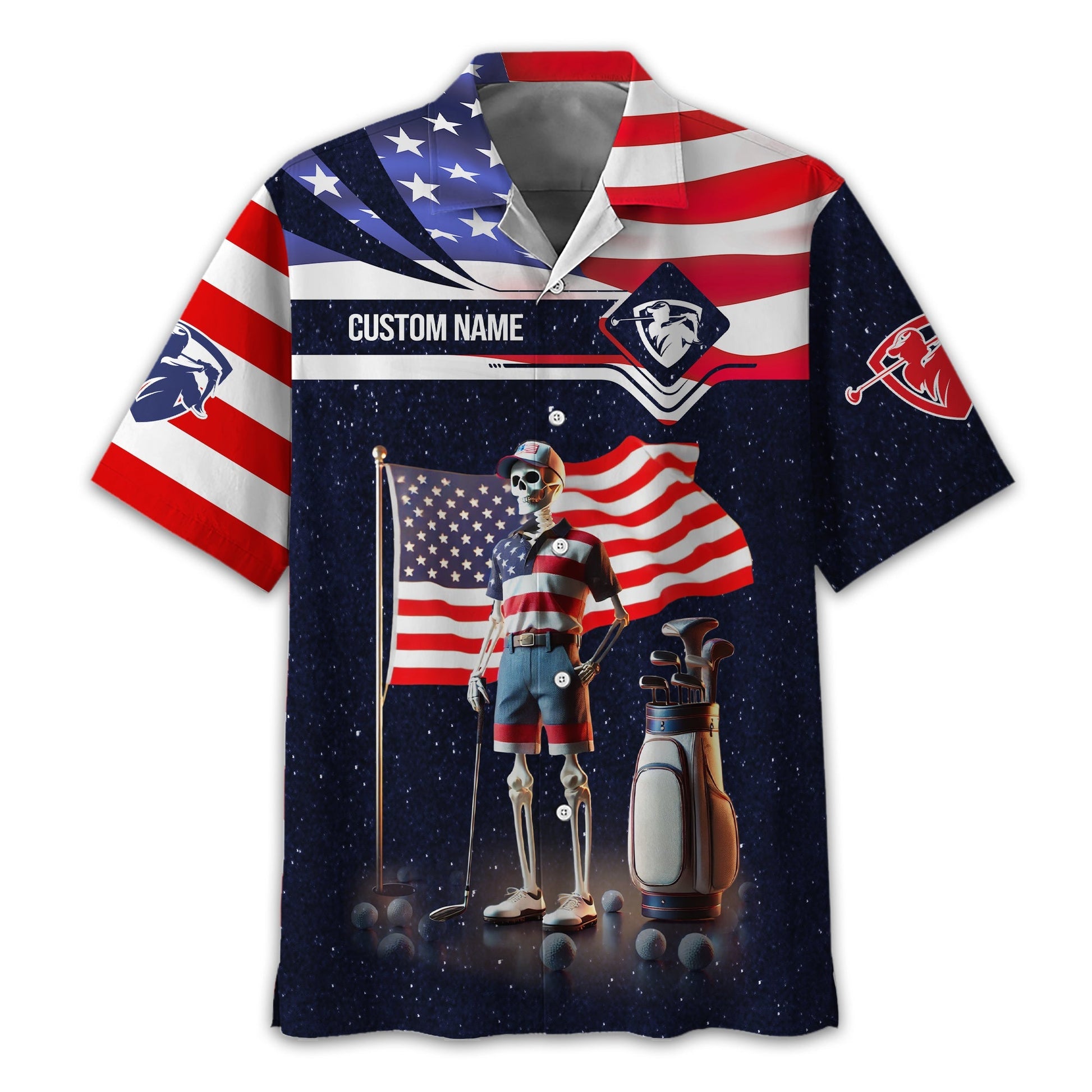 Never Underestimate An Old Man, USA Flag Shirt, Personalized Golf Shirt, Patriotic Golf Shirt, Unique Gift For Golfer