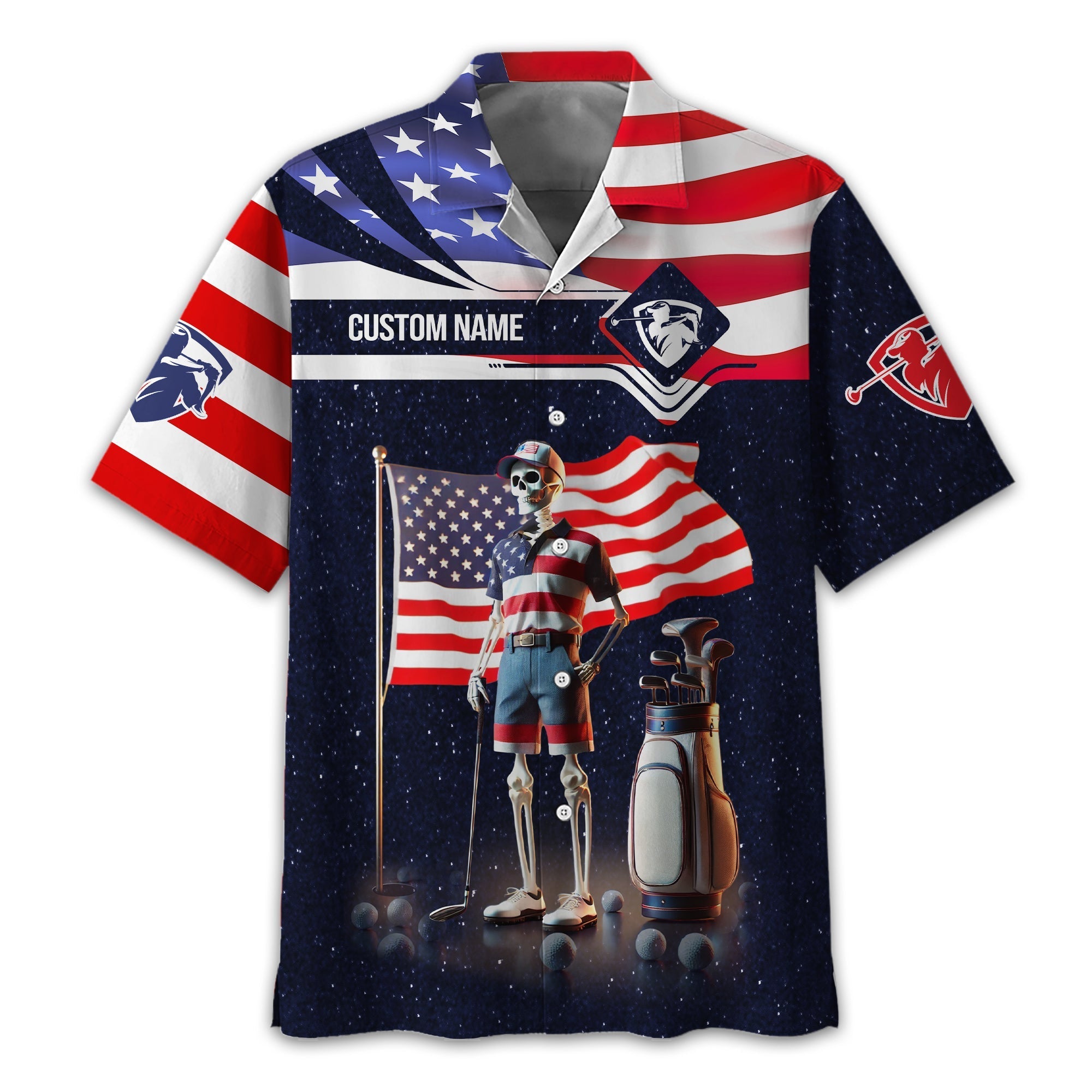 Never Underestimate An Old Man, USA Flag Shirt, Personalized Golf Shirt, Patriotic Golf Shirt, Unique Gift For Golfer