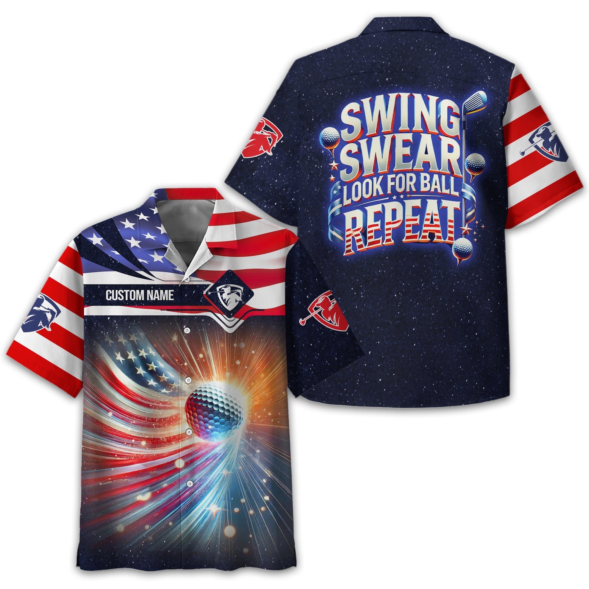 Swing Swear Look For Ball Repeat, Personalized Golf Shirt, Cool Golf Gifts