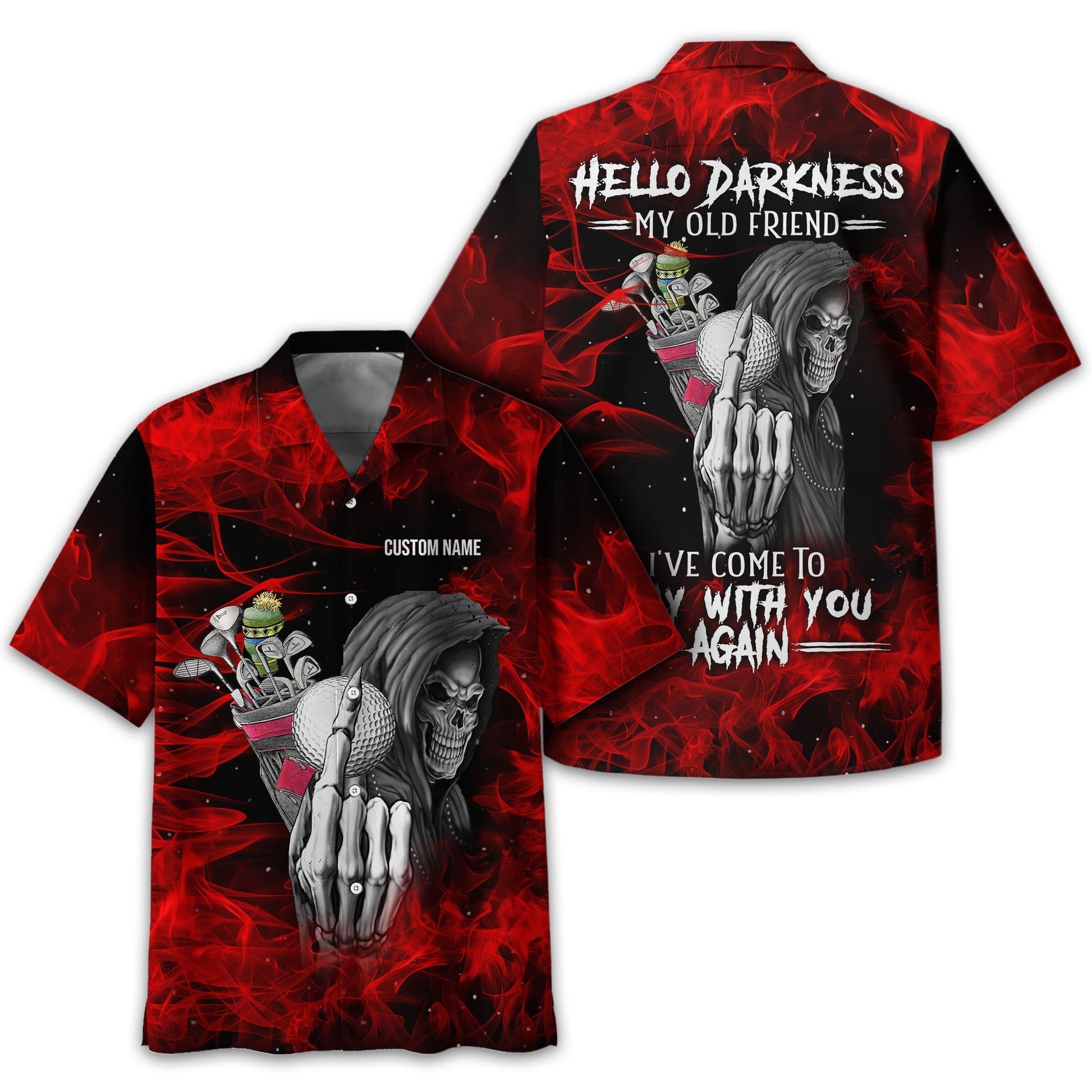 Hello Darkness My Old Friend Personalized Golf Polo ShirtGolf Shirt For Men, Gift For Golfers