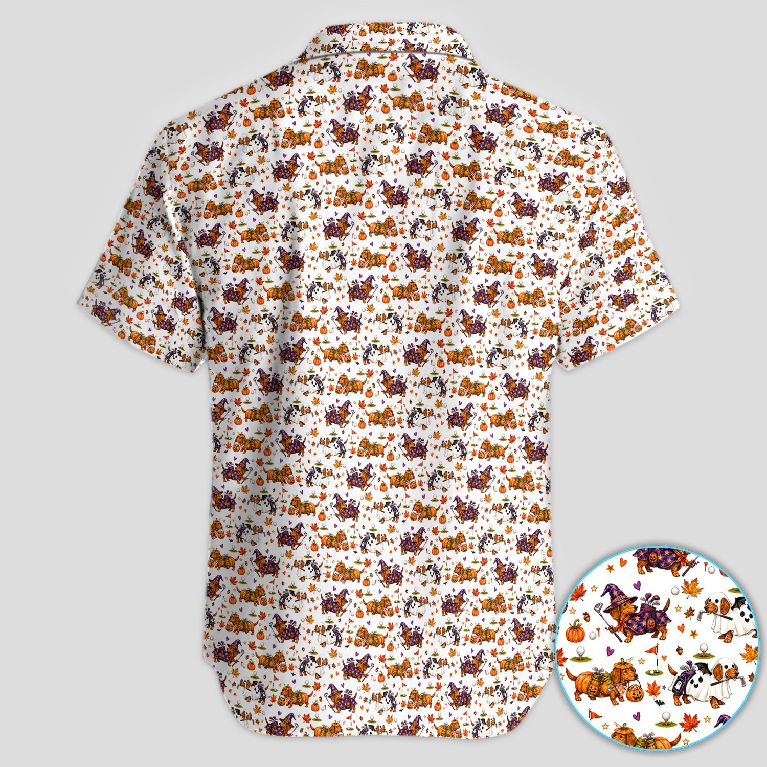 Halloween Dachshund Golf Polo Shirt for Men – Funny Spooky Wiener Dog Golfer Polo