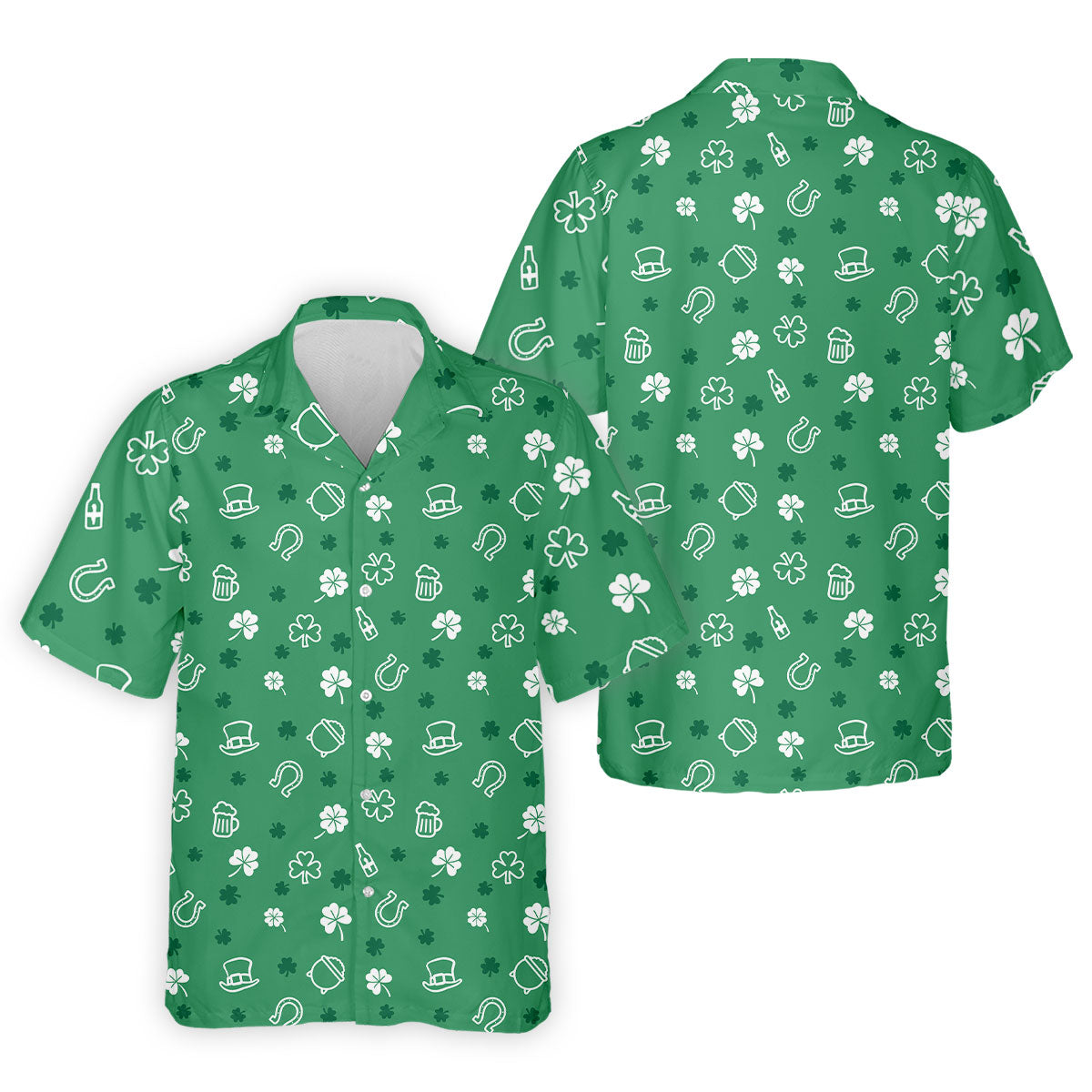 Leprechaun Hat Shamrock Beer Seamless Pattern St. Patrick’s Day Golf Shirt, Polo Shirt Men, Golf Shirts For Men