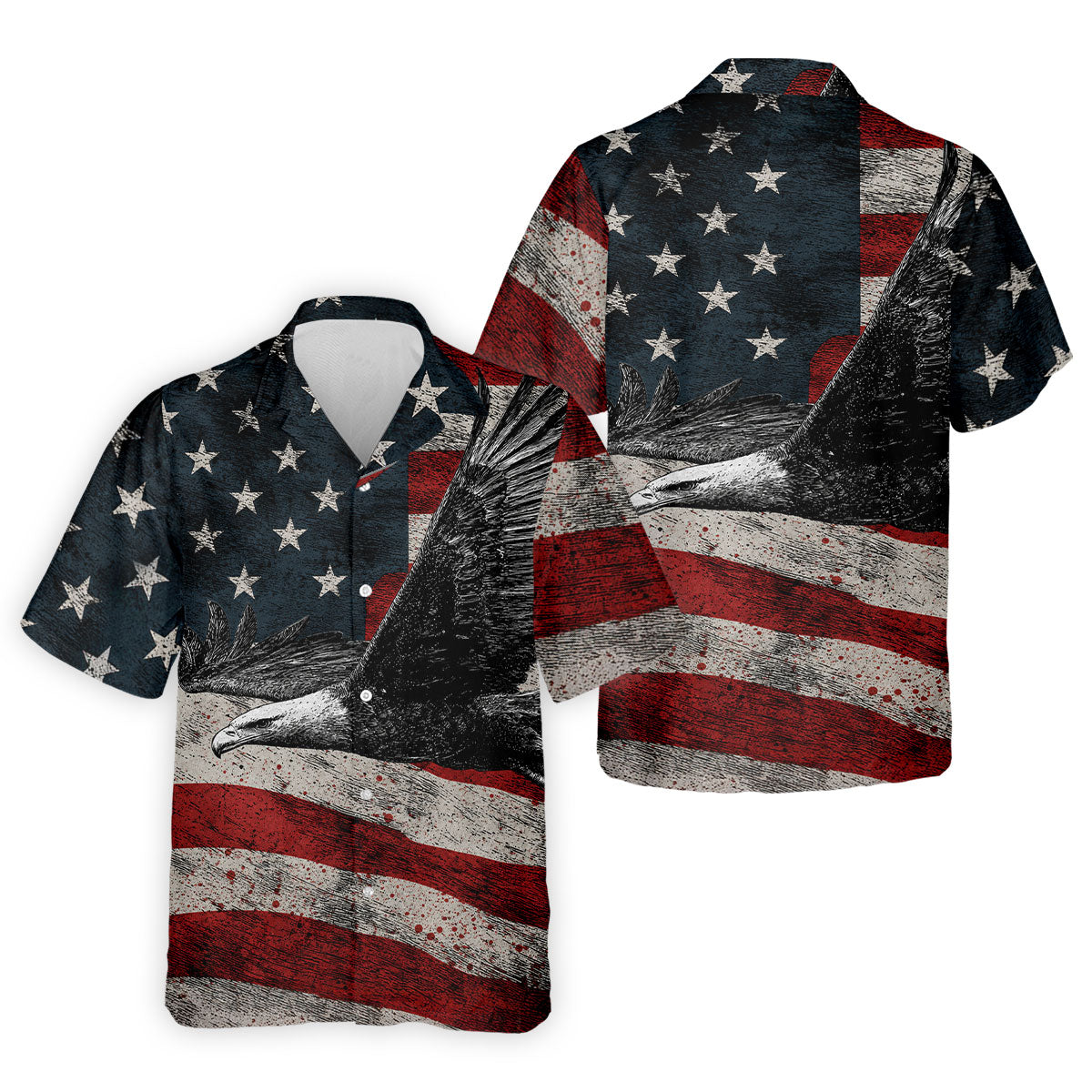 Distressed US Flag And Bald Eagle Patriotic Golf Shirt, 4th Of July 250 Years American Pride Golf Shirts For Men