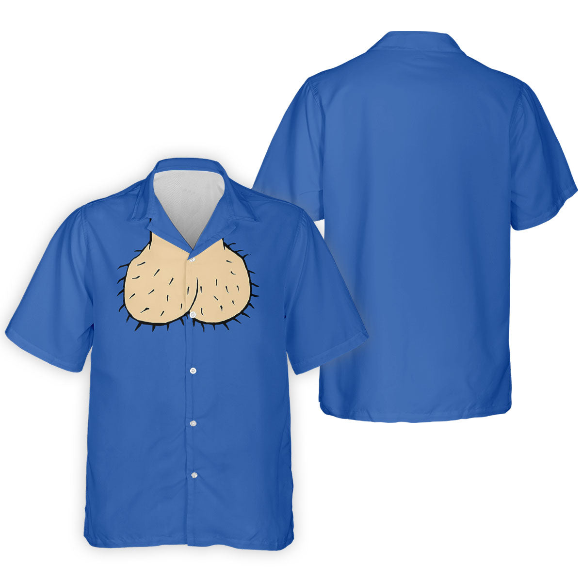 Blue Funny Dickhead Faux Chest Golf Shirt, Men's Polo Shirts, Polo Shirts For Men