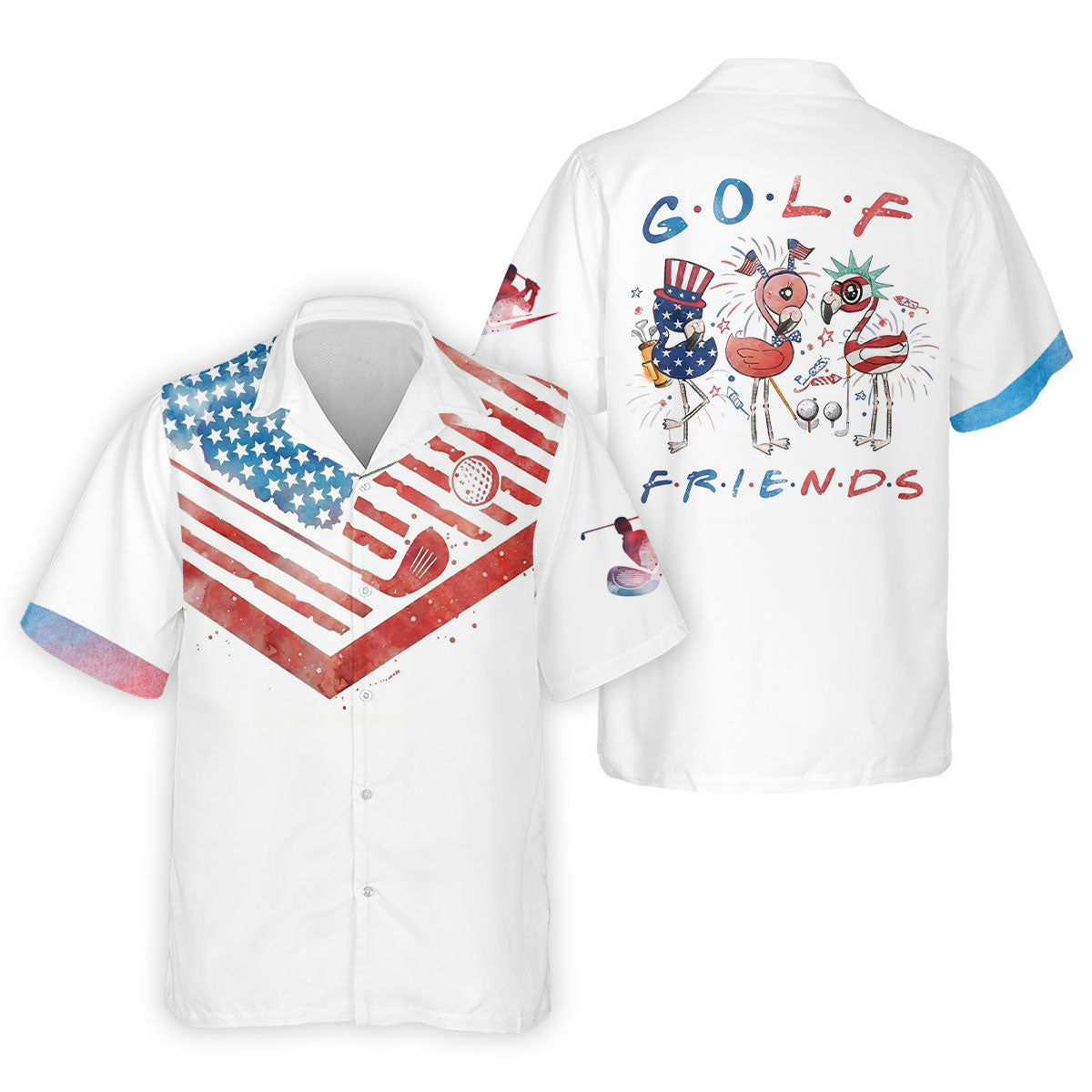Vintage American Flag Golf Polo Shirt, Mens Golf Shirts, Golf Polo Shirts For Men