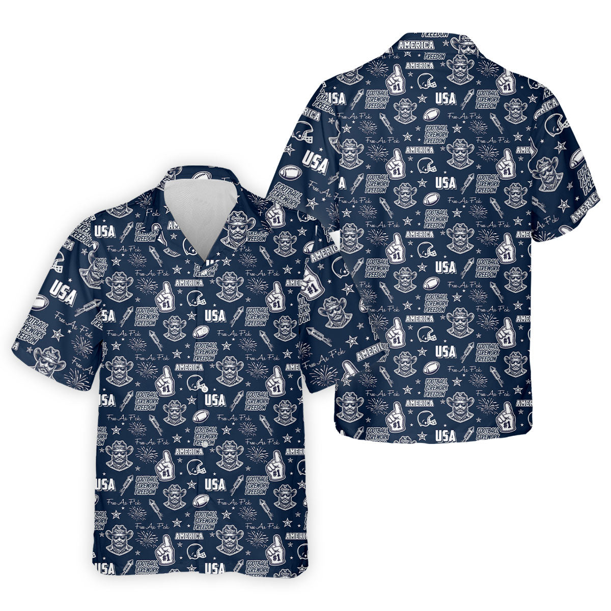 Cowboy Football Team Navy Blue And White Sport Polo, American Football League Gift Ideas For Football Fans
