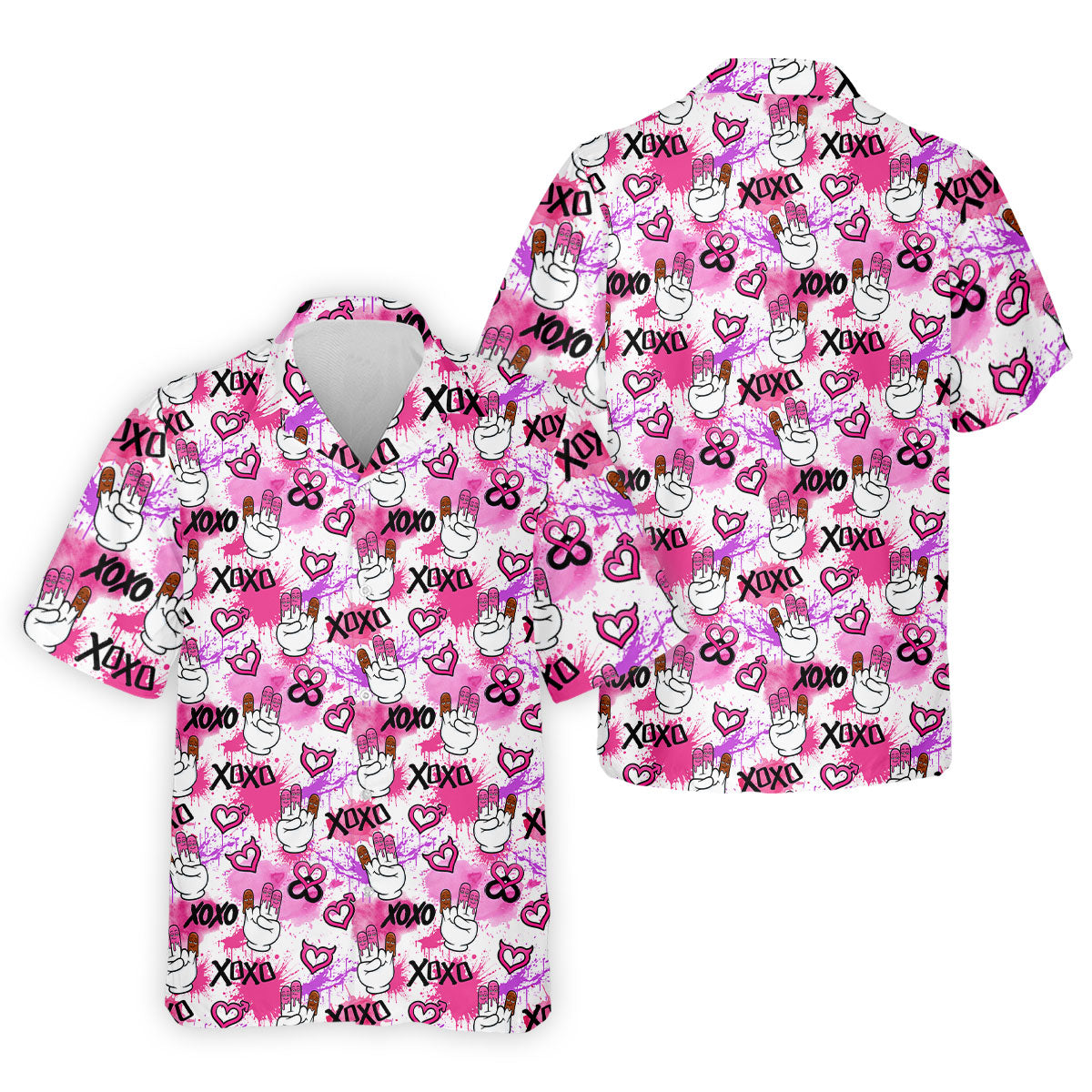 Chocolate Fingers Adult Humor XOXO Pink Splatter Fun Golf Shirts For Men, Valentines Golf Gift, Polo ShirtFor Men