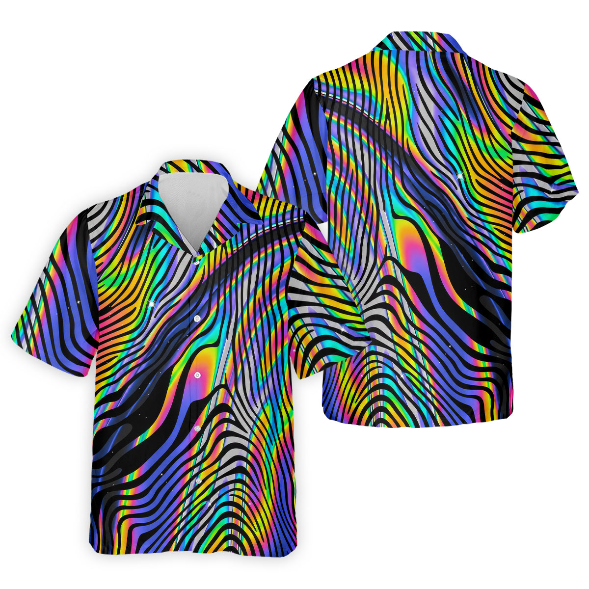 Rainbow Neon LGBT Support Zebra Pattern Golf Tops For Men, Pride Month Golf Shirts For Men