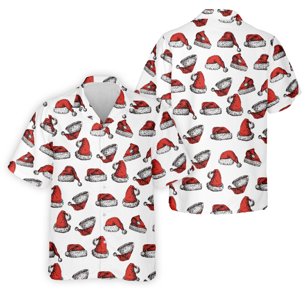 Santa Hat Pattern Christmas White Golf Tops For Men, Christmas Golf Shirt, Men's Golf Apparel