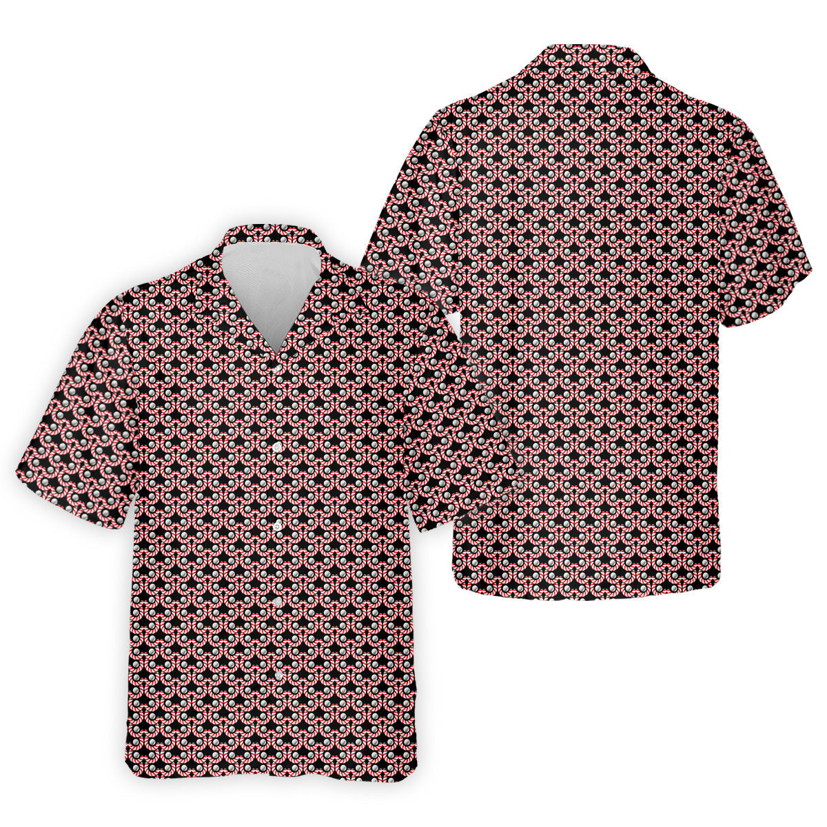 Golf Ball Candy Cane Golf Shirt, Fun Golf Shirts For Men, Golfing Apparel, Golf Shirts For Men