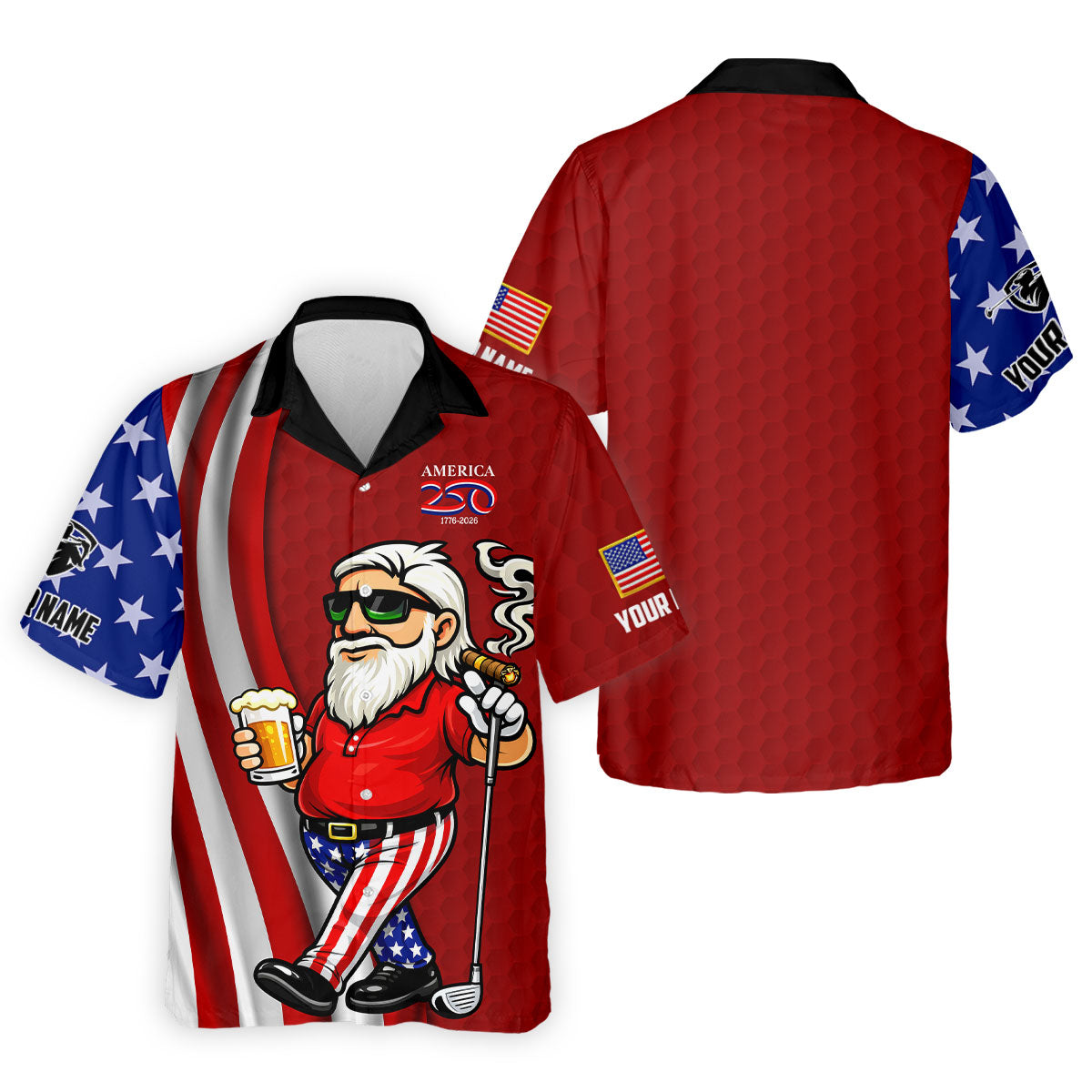 America 250 Patriotic Man 4th Of July Red Golf Shirt, Golf And Beer Golf Shirts For Men