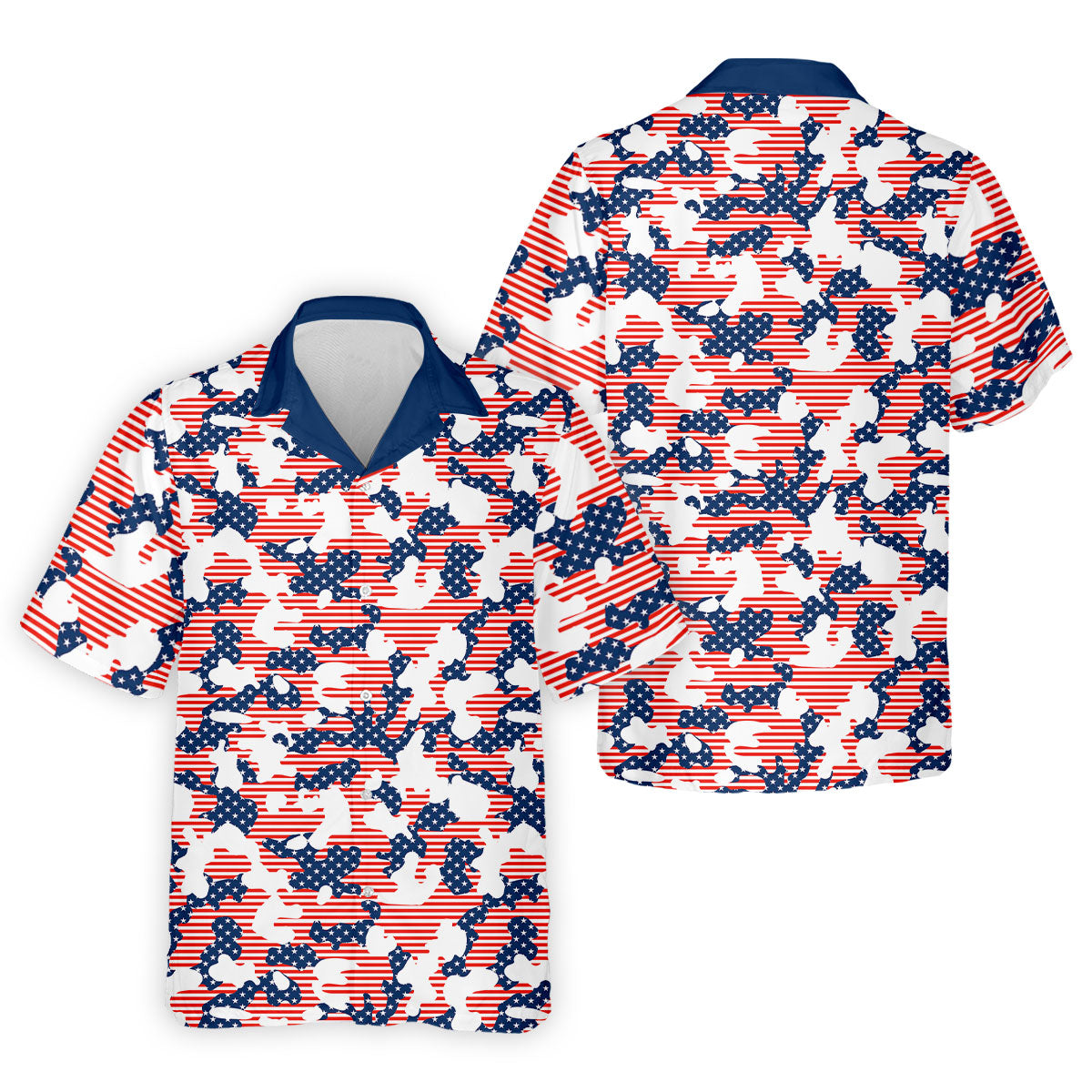 Red White And Blue Camo Patriotic Golf Shirt, 4th Of July Golf Shirt, 250 Celebration Golf Shirts For Men