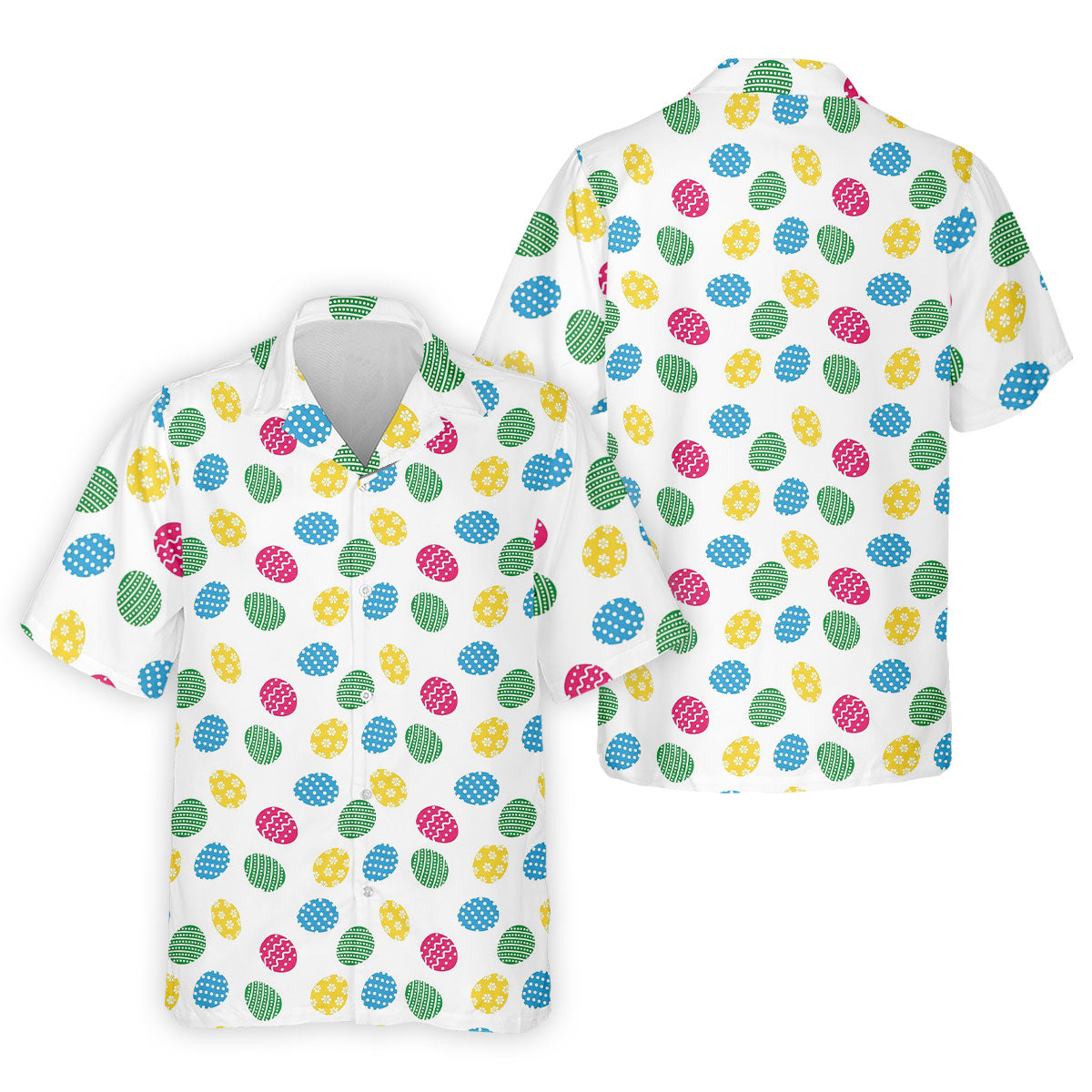 Colorful Easter Eggs White Golf Shirt, Cute Golf Outfit, Polo ShirtFor Men, Golf Shirts For Men