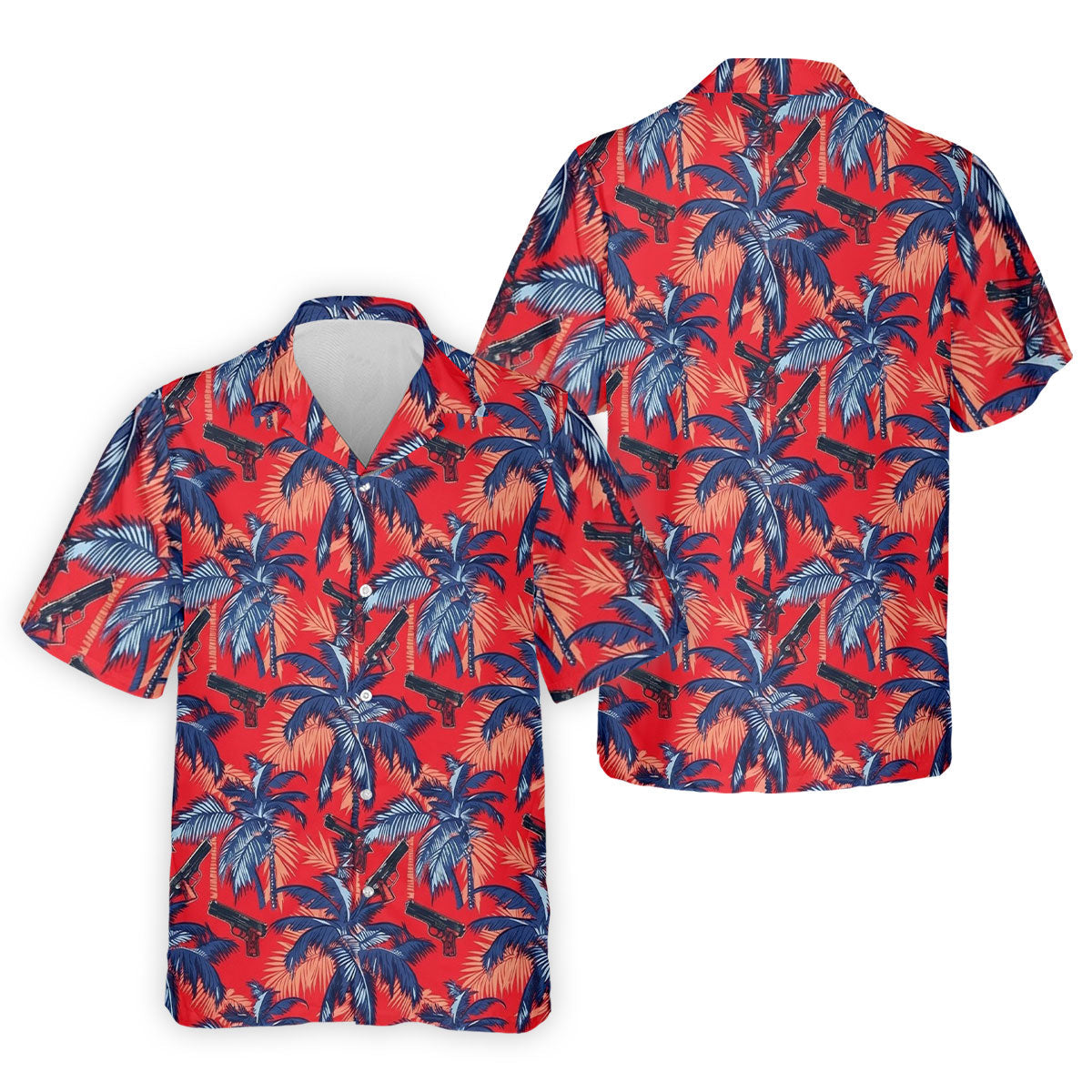 Hawaiian Palm Tree Military Theme Red Golf Shirt, Golf Shirts For Men, Polo ShirtFor Men