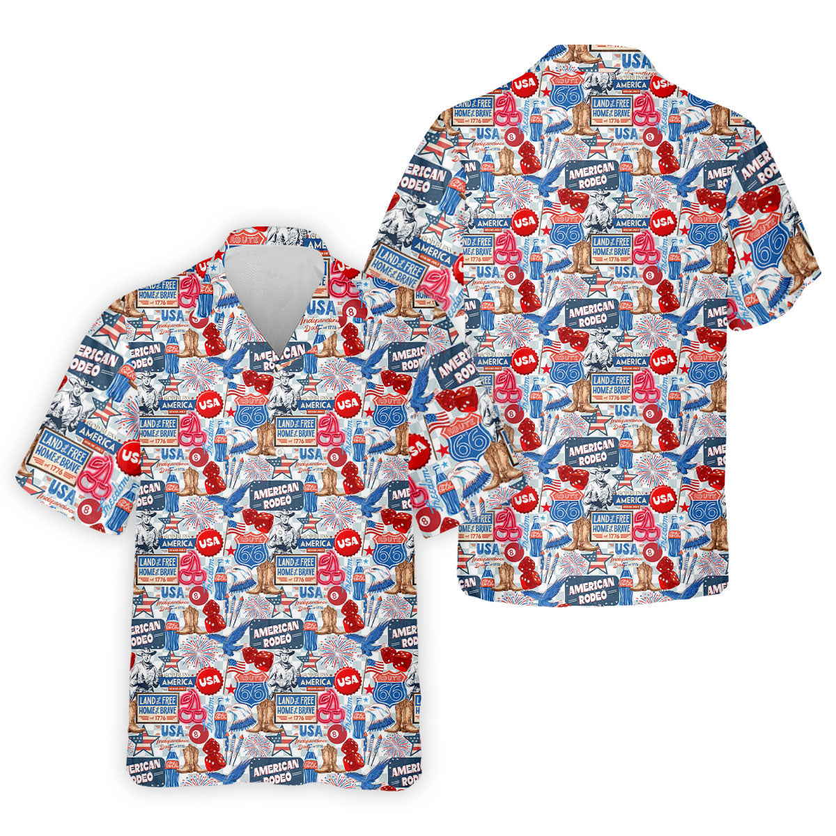 American Rodeo Western Theme Patriotic 4th Of July Golf Shirt, 250th Anniversary Golf Shirts For Men