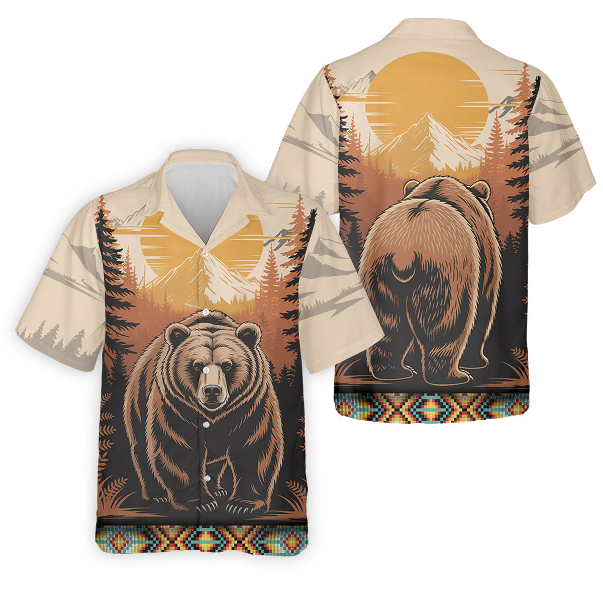 Native Heritage Wild Bear Golf Tops For Men, Native American Ancestry Polo Shirt Men, Indigenous Peoples Month