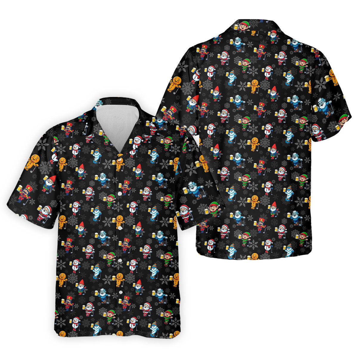 Classic Christmas Characters Black Golf Shirt, Christmas Golf Shirt, Fun Golf Shirts For Men, Polo Shirt Men