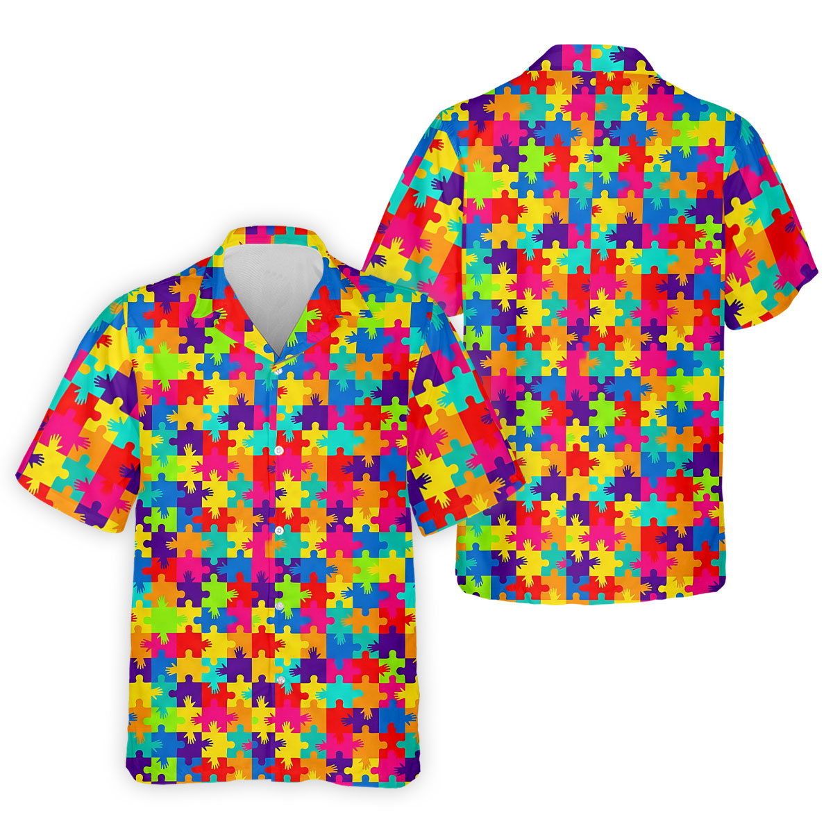 Colorful Handprints Autism Awareness Puzzle Golf Tops For Men, Polo Shirt Men, Golf Shirts For Men