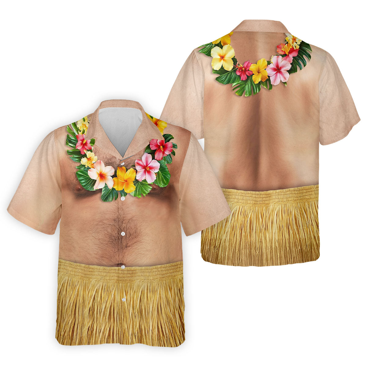 Floral Lei Tropical Theme Party Men's Funny Golf Shirts, Hawaiian Golf Shirt, Polo Shirtor Men