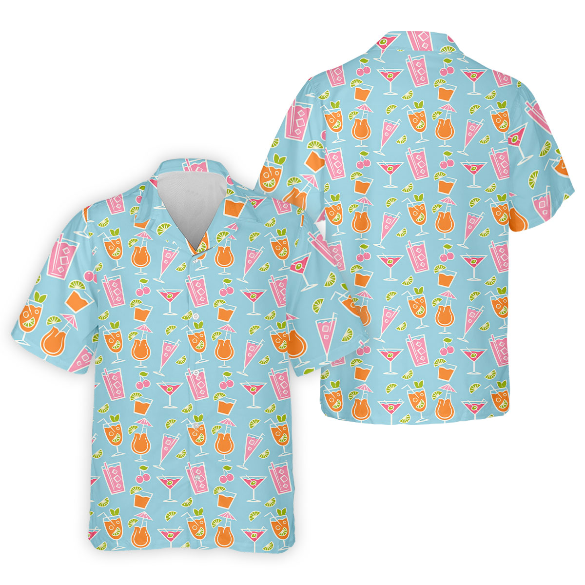 Tropical Cocktail Drinks Pattern Golf Shirt, Mens Golf Shirts, Golf Apparel For Men