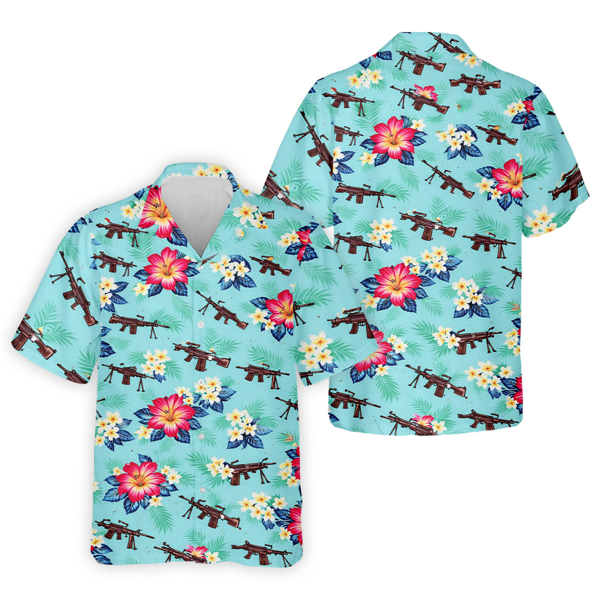 Floral Pattern Army Theme Hawaiian Golf Shirt, Men's Golf Polo ShirtShirts For Men