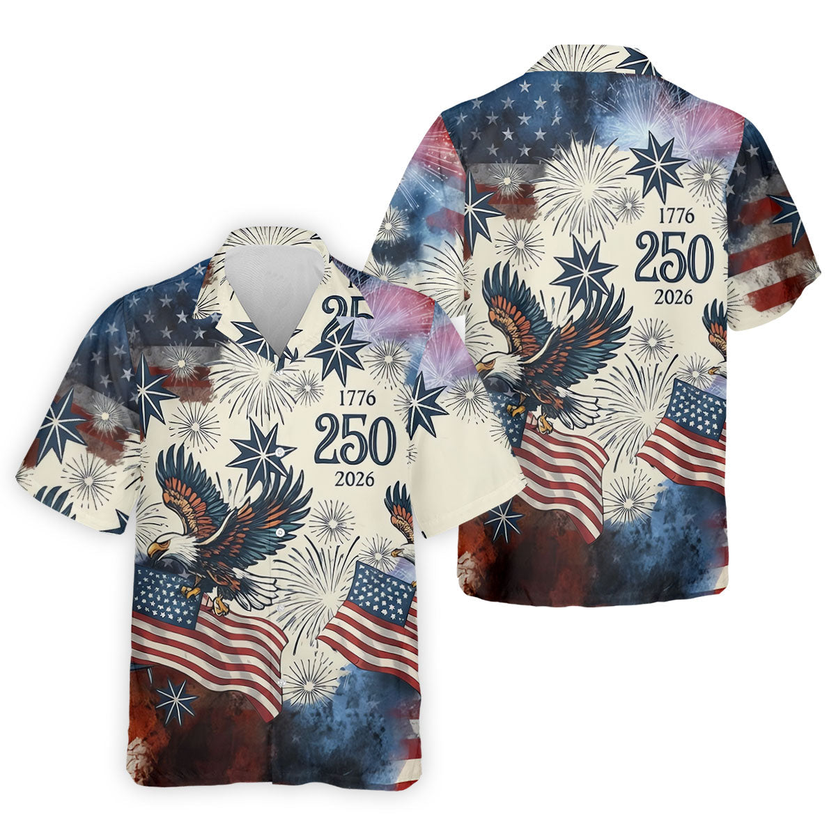 United States 250th Anniversary Patriotic Eagle Vintage Golf Shirt, 4th Of July Golf Shirts For Men