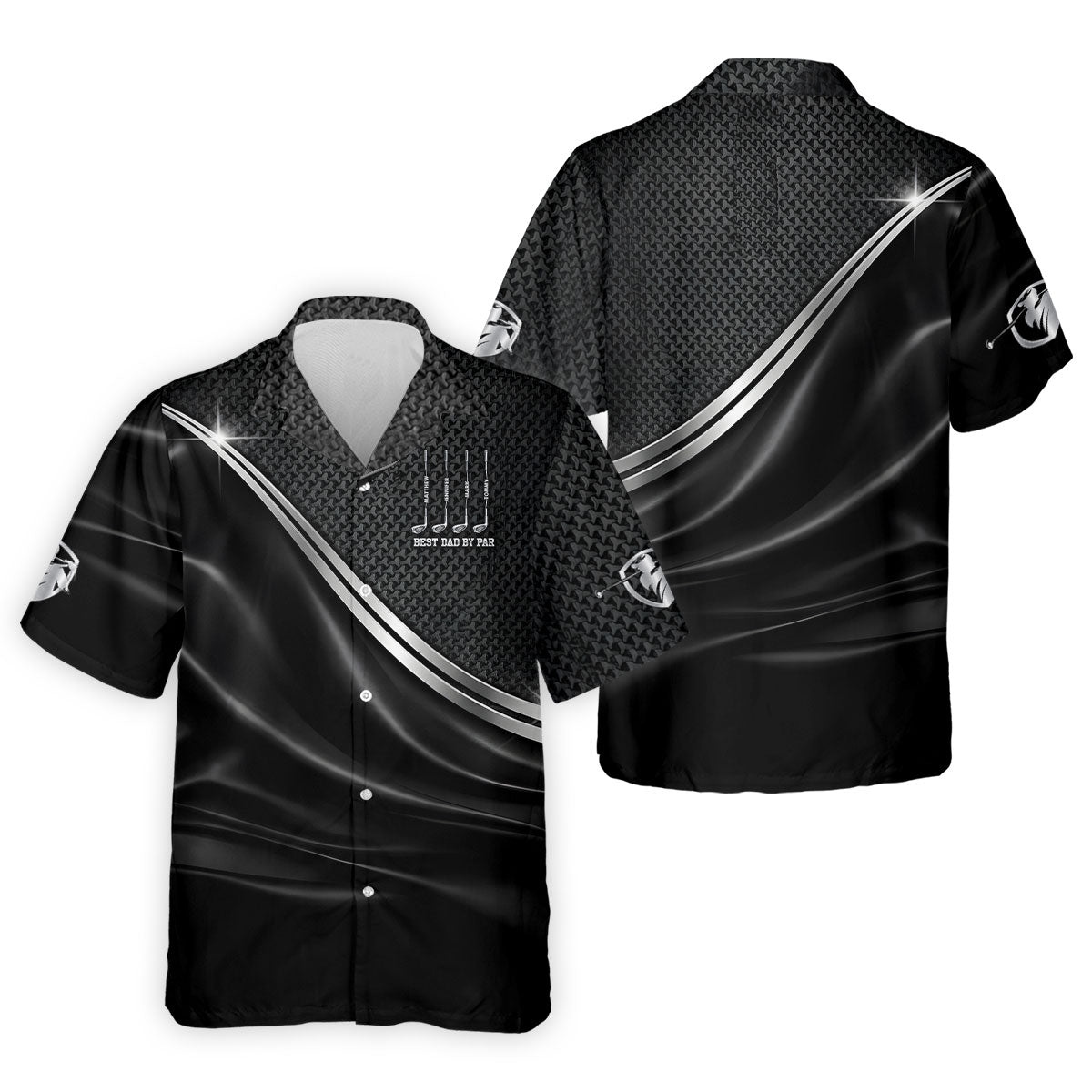 Best Dad By Par Black Houndstooth Father's Day Golf Shirt, Dad Golf Shirt, Golf Gift For Dad