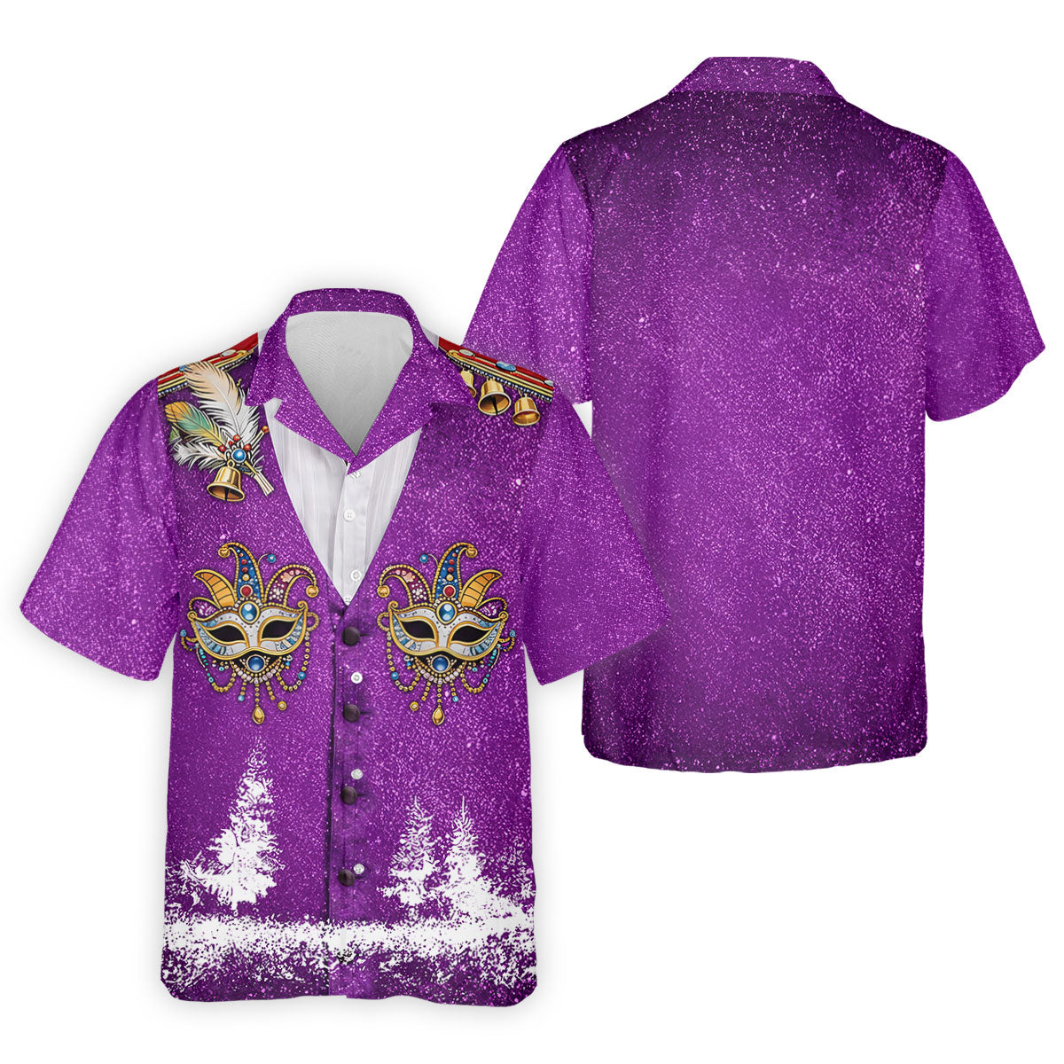 Masquerade Mask Feather Mardi Gras Glitter Print Purple Golf Shirt, Polo ShirtFor Men, Golf Shirts For Men