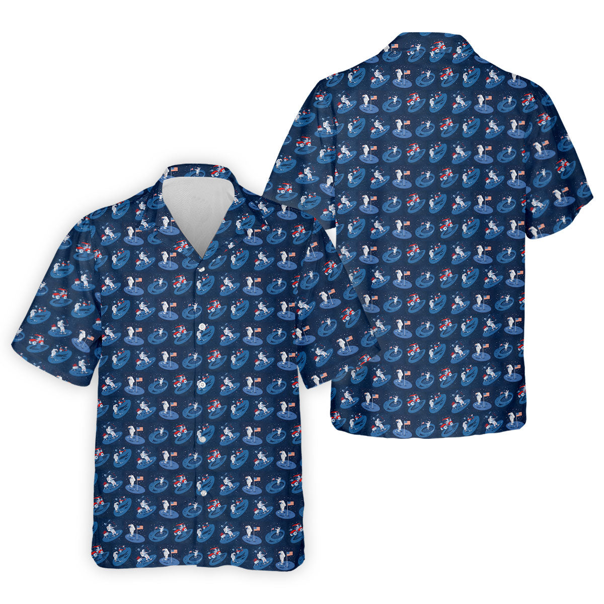 One Small Putt For Man Astronaut Golf US Flag Golf Tops For Men, Golf Shirts For Men