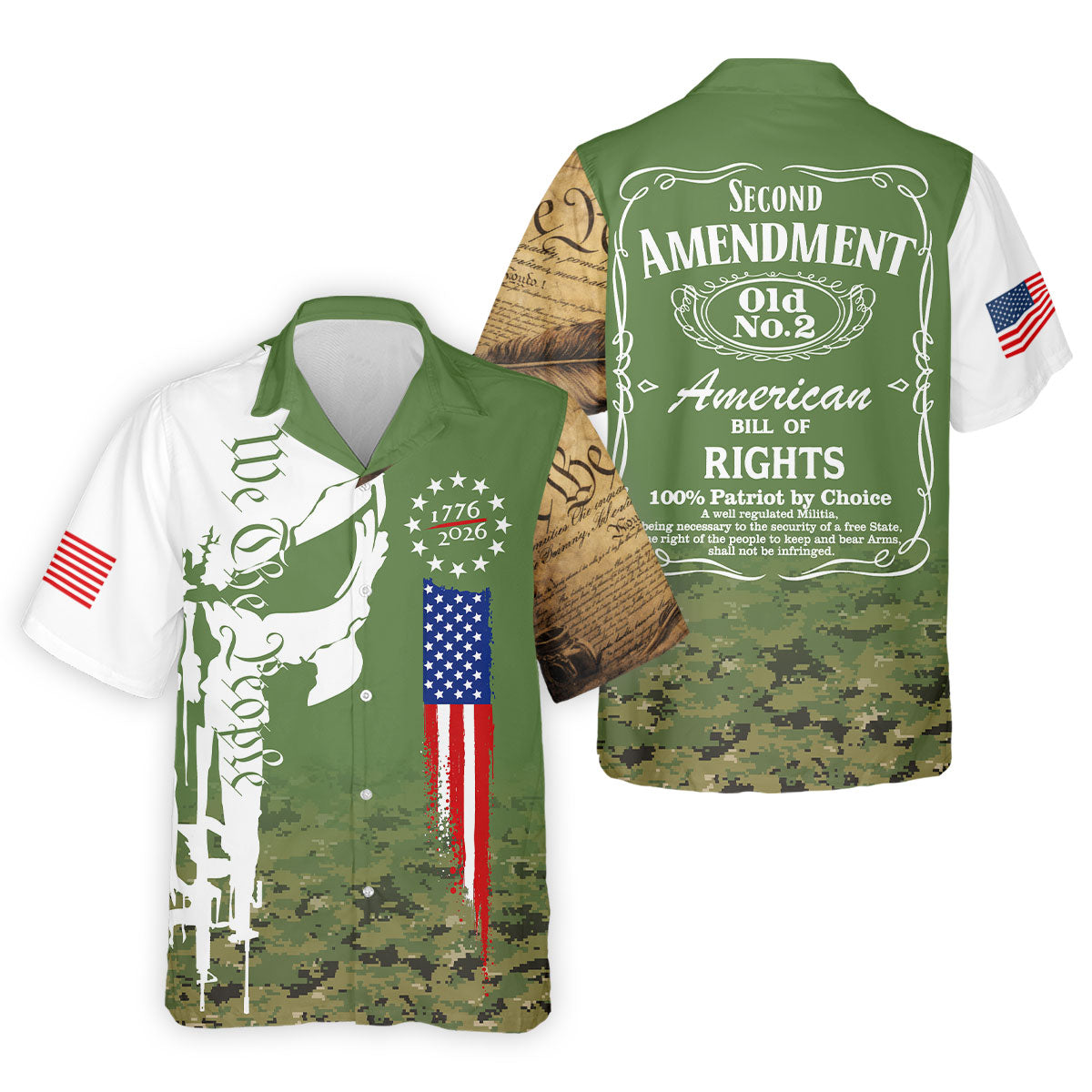 American Bill Of Rights Father's Day Camo Golf Shirt, 250 Years 4th Of July Polo Shirt Men