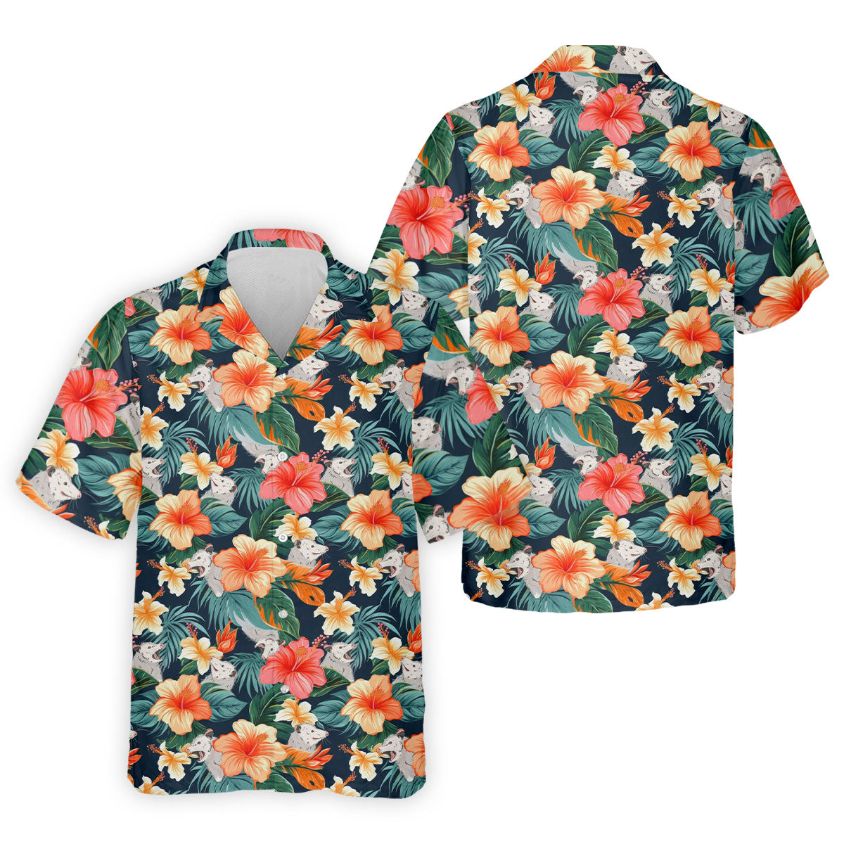 Large Hibiscus Flowers Tropical Vibe Golf Tops For Men, Hawaiian Golf Shirts, Polo Shirt Men