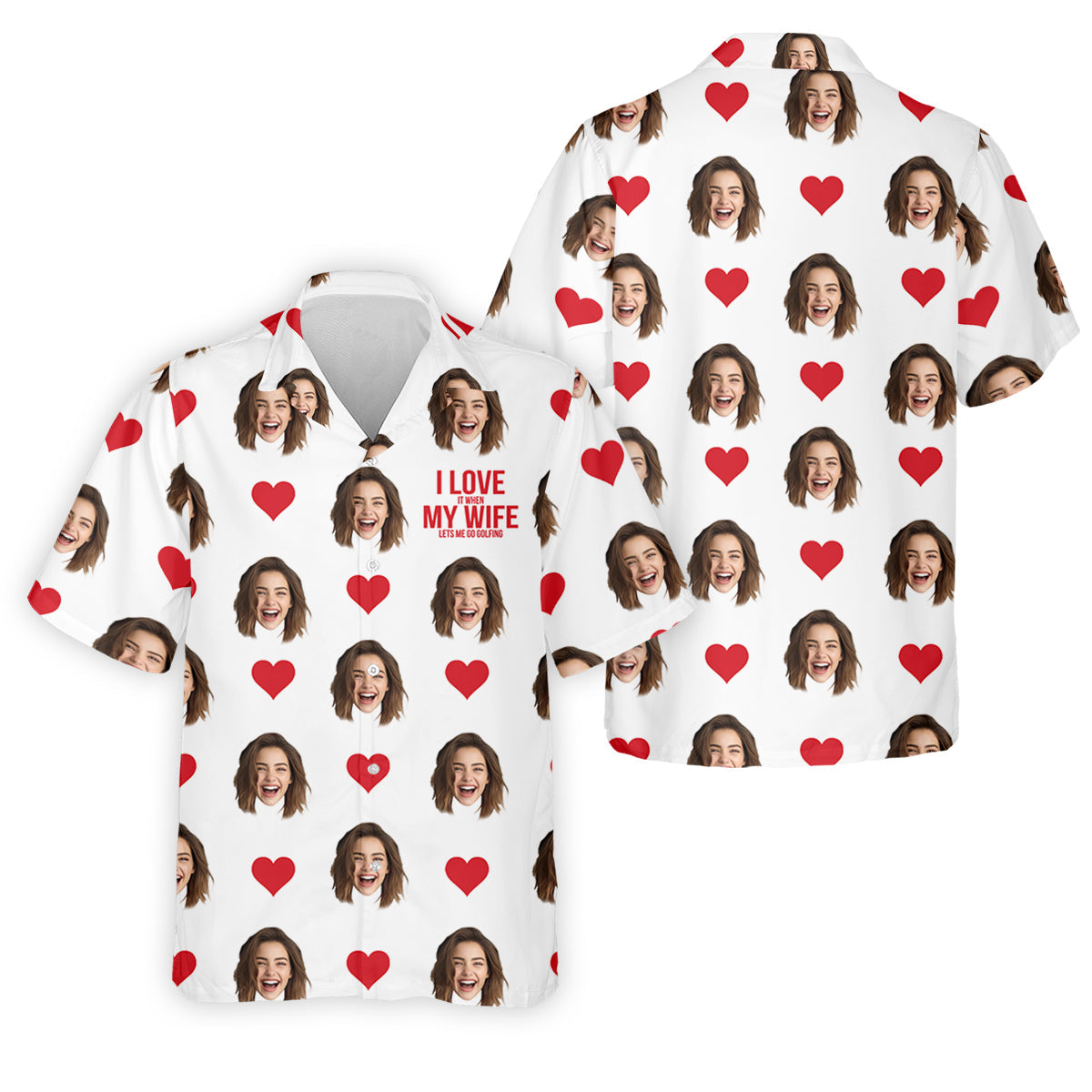 I Love It When My Wife Let Me Golfing Custom Photo White Golf Shirt, Valentines Golf Gift, Fun Golf Shirts For Men