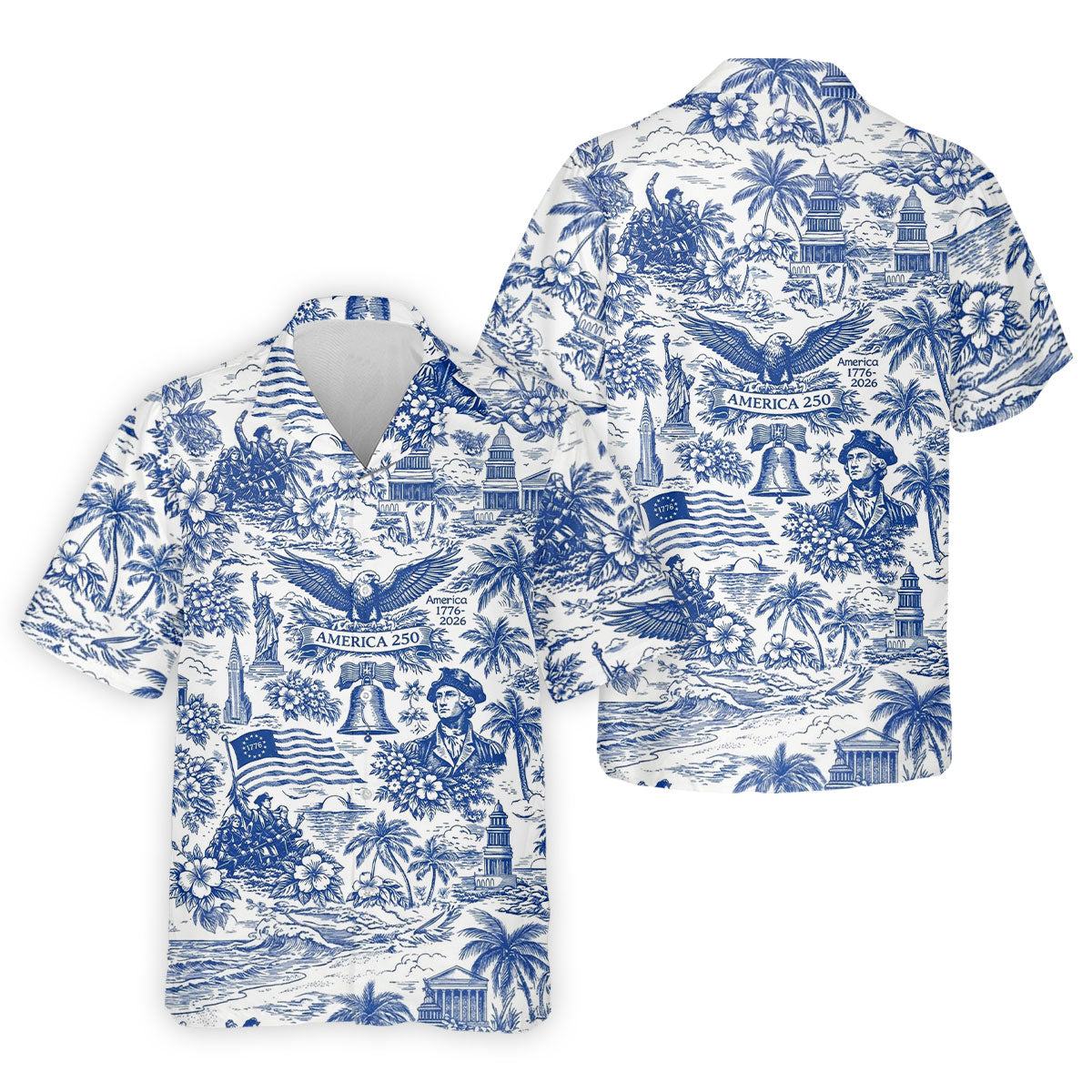 250 Years Of America Tropical Vibe Vintage Golf Shirt, Patriotic 4th Of July Golf Shirts For Men