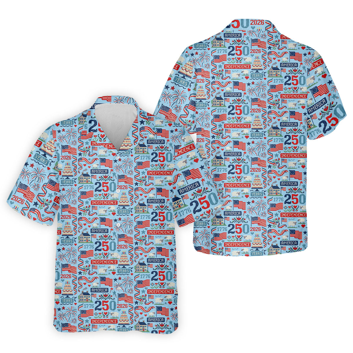 America Independence 250 Years Blue Golf Shirt, Patriotic 4th Of July Golf Shirts For Men