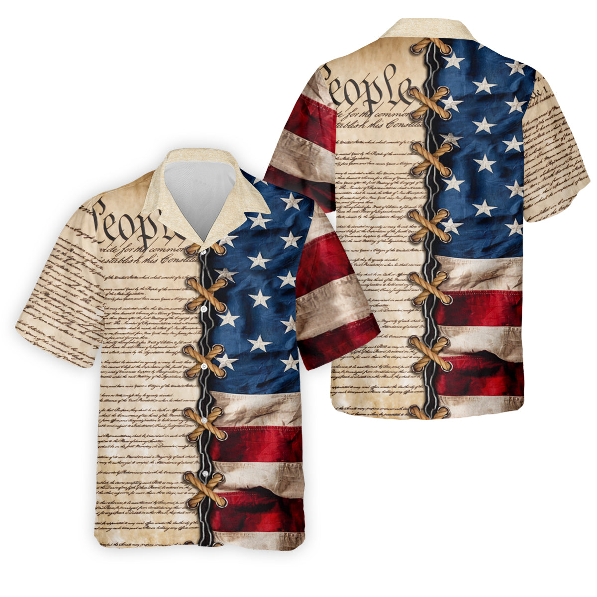 We The People Preamble Patriotic 4th Of July Beige Golf Shirt, 250th Anniversary Golf Shirts For Men