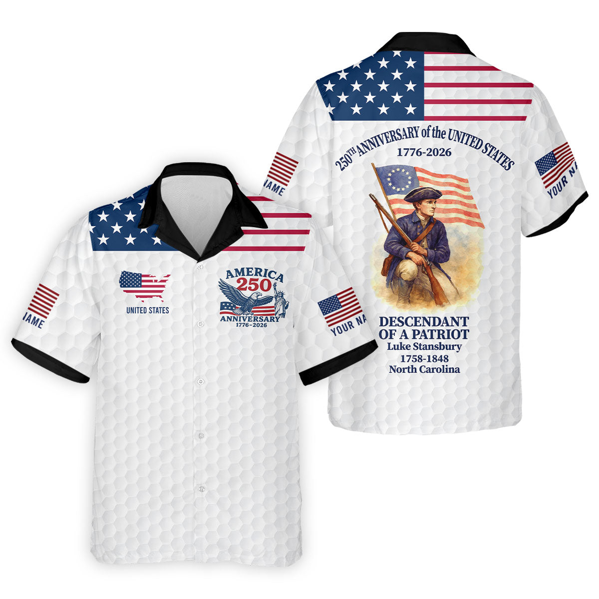 Descendant Of A Patriot Golf Tops For Men, America 250th Anniversary Golf Shirt, Polo Shirt Men
