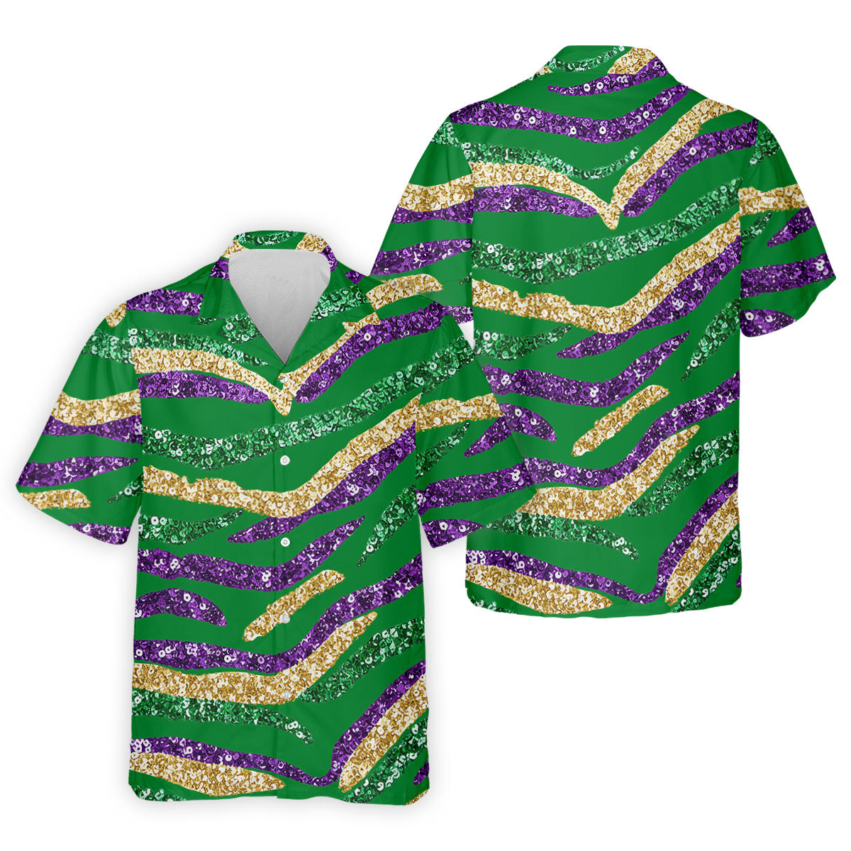 Purple Green Gold Sequin Pattern Green Golf Shirt, Mardi Gras Golf Shirt, Polo ShirtFor Men