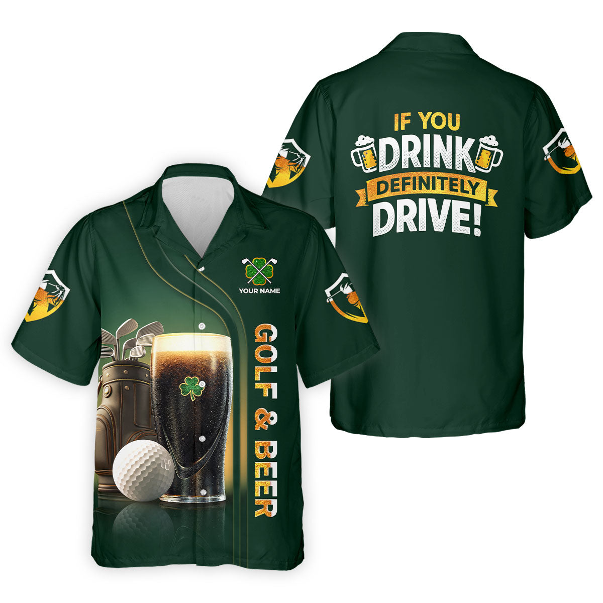 If You Drink Definitely Drive Golf And Beer Black Beer St Patrick's Day Green Golf Tops For Men, Golf Shirts For Men