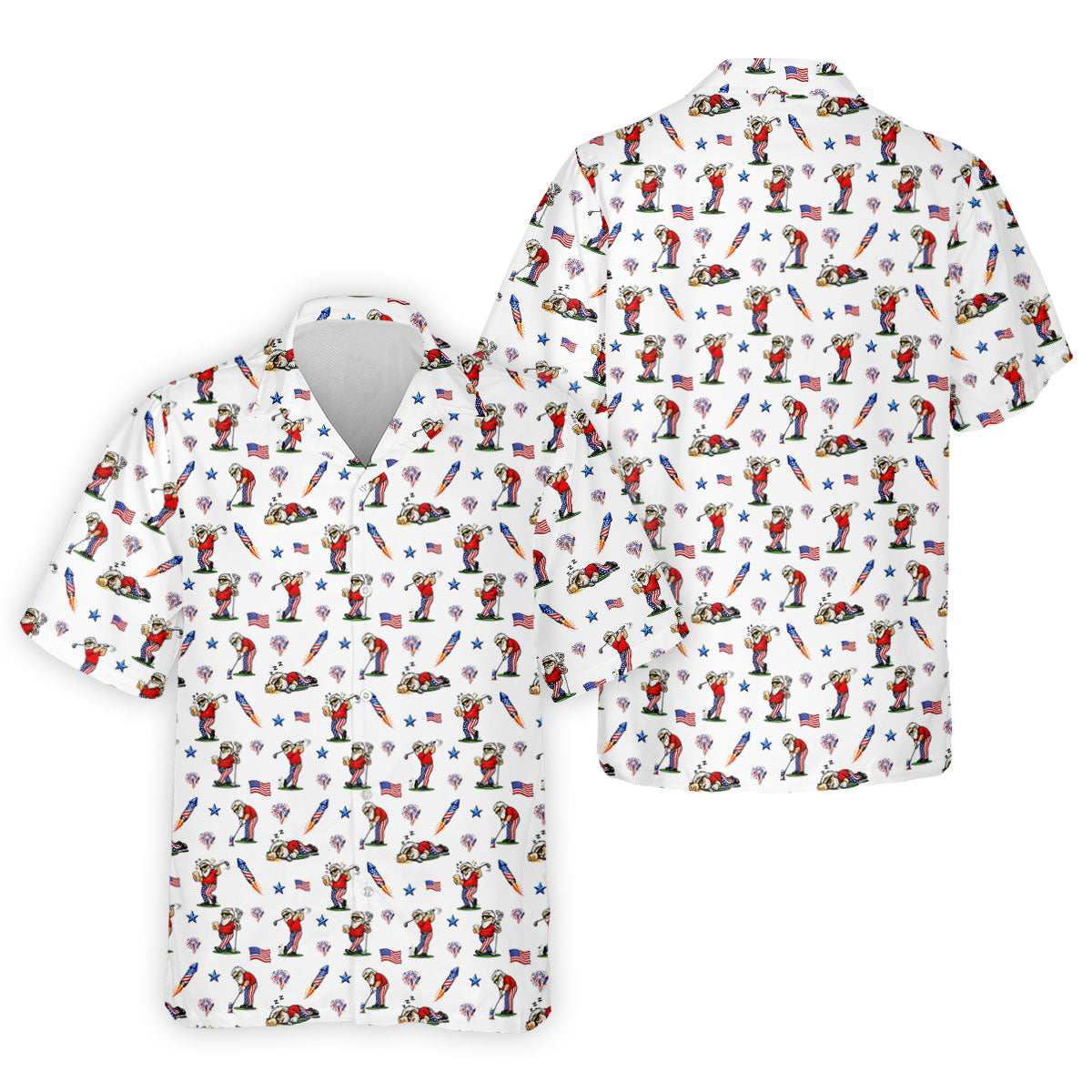 4th Of July Funny Man Golf And Beer USA Polo ShirtPatriotic Golf Shirt, 250th Anniversary Golf Shirts For Men