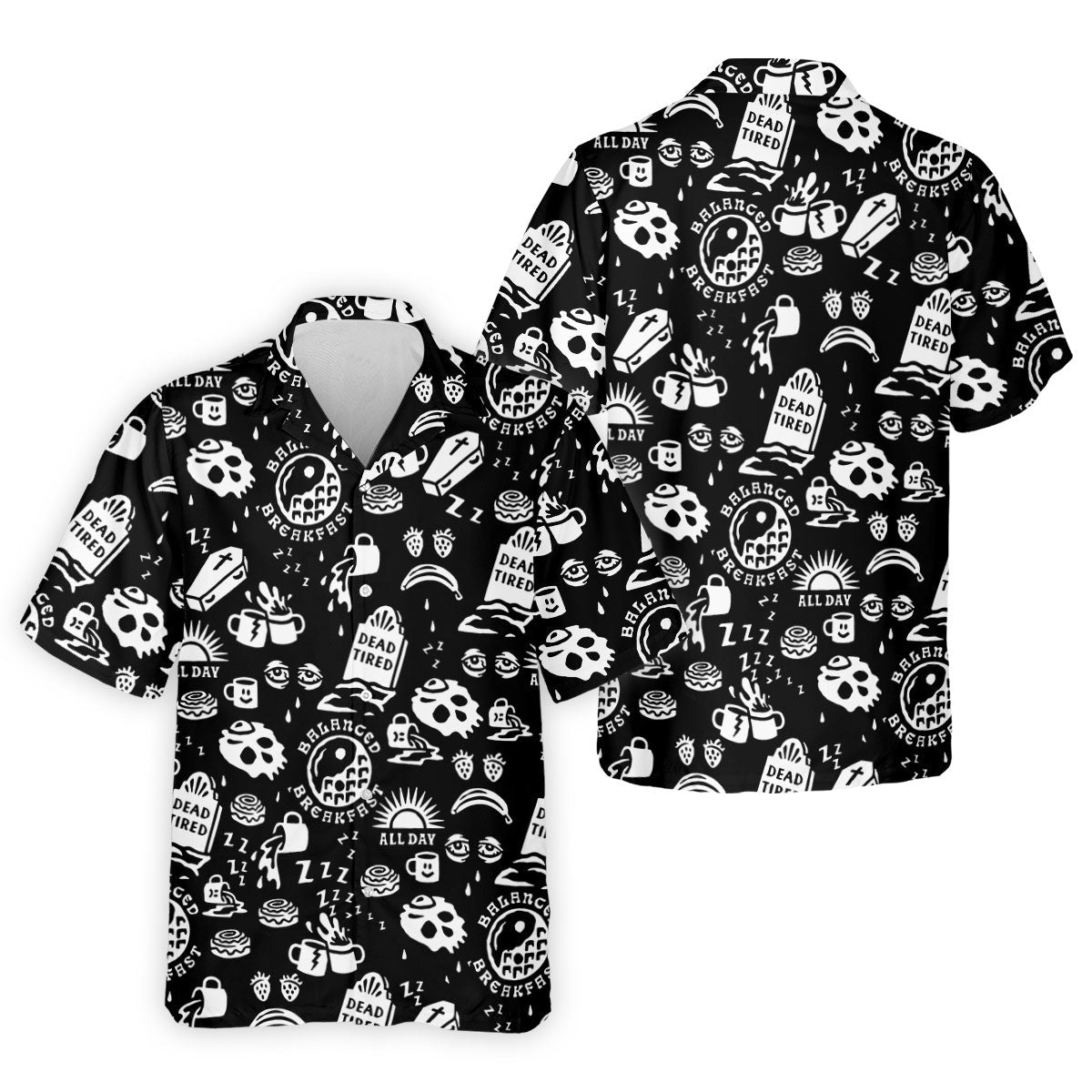 Dead Tired Coffee Breakfast Pattern Golf Shirt, Men's Golf Shirt, Golf Polo Shirts For Men