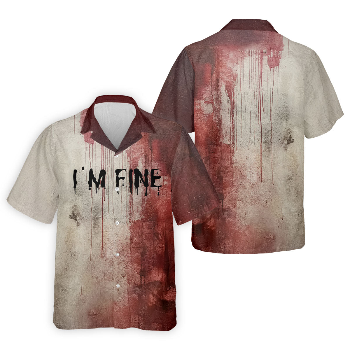 I'm Fine Halloween Blood Splatter Golf Tops For Men, Horror Blood Polo ShirtFor Men, Unique Gift For Golfer
