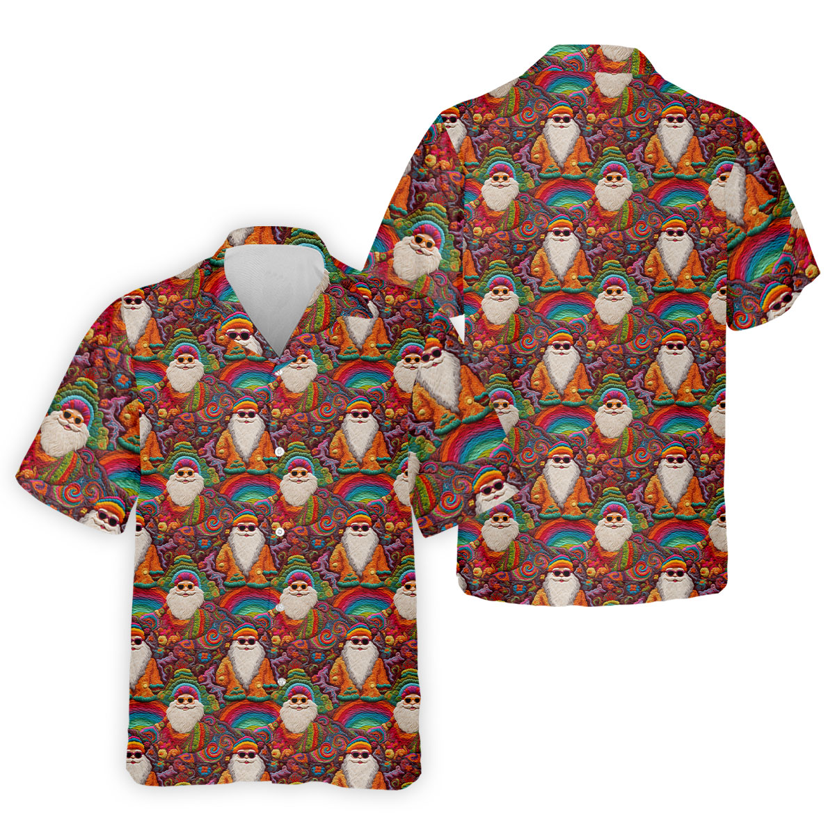 Groovy Hippie Santa Seamless Pattern Golf Shirts, Gifts For Golf Lovers, Christmas Golf Shirt, Golfing Apparel
