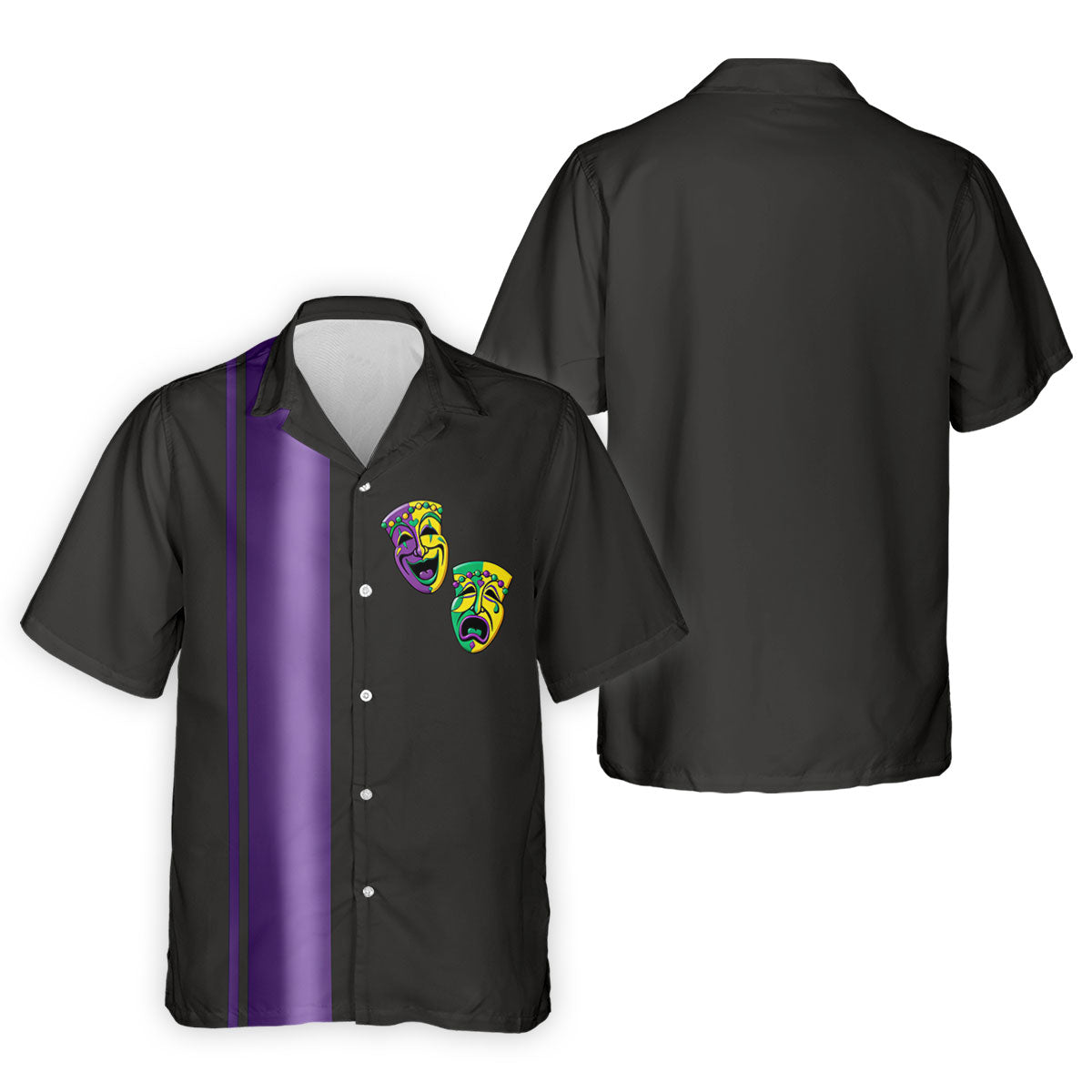 Melpomene And Thalia Theatrical Masks Purple Stripe Mardi Gras Golf Shirt, Polo ShirtFor Men, Golf Shirts For Men